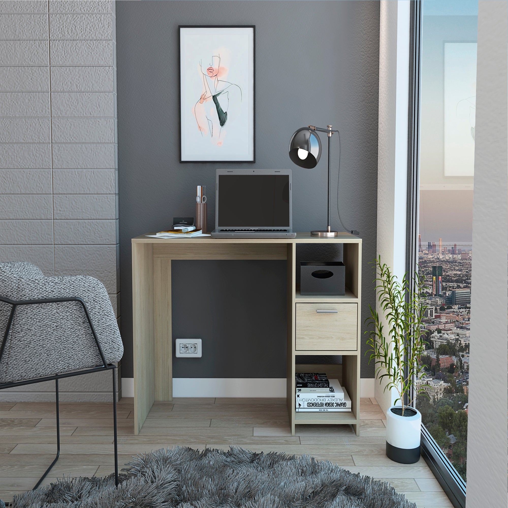 ESCRITORIO OFFICE W-110 ROVERE 73X110X43 CM - 9