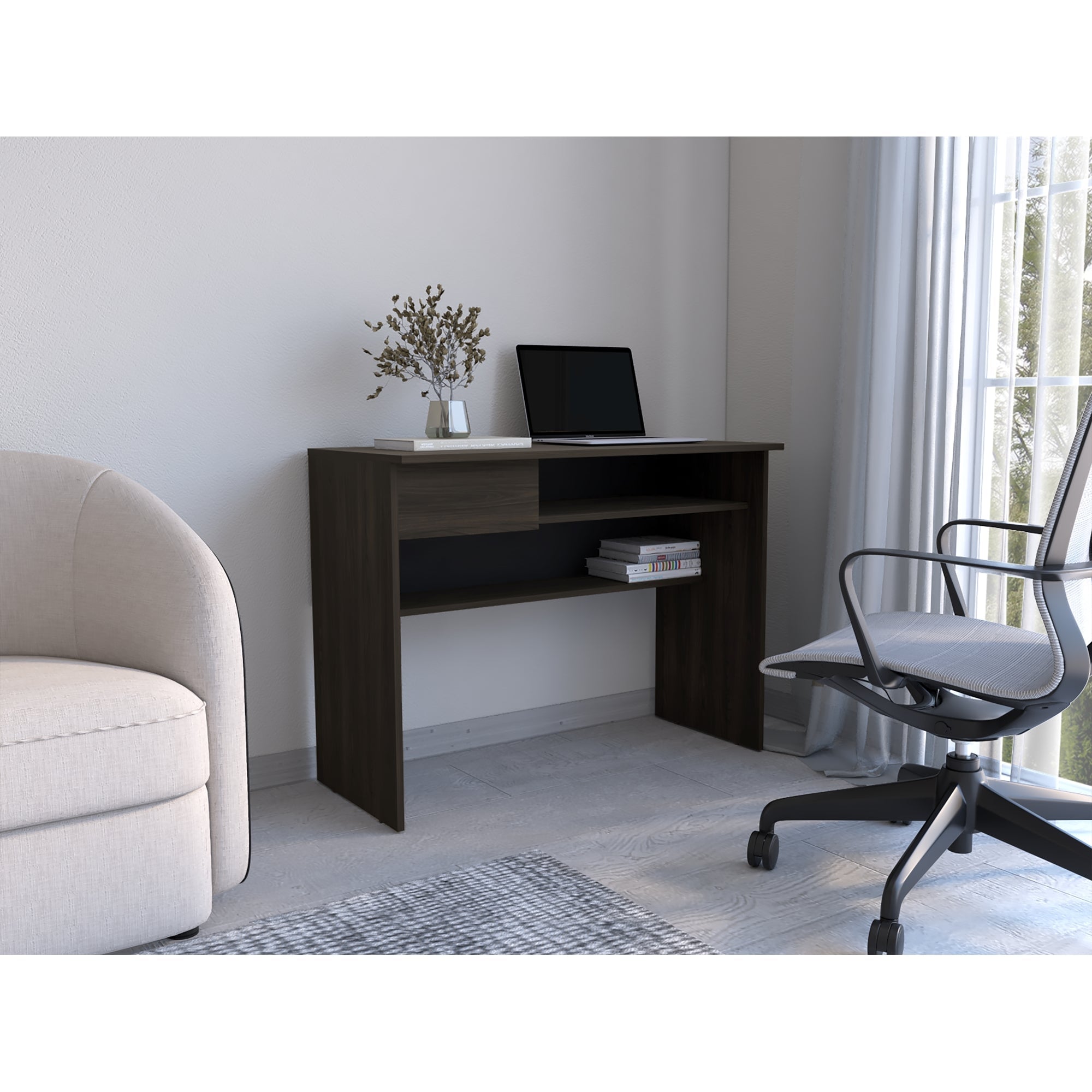 ESCRITORIO 1 CAJON OFFICE W-100 CAFE OSCURO - 2