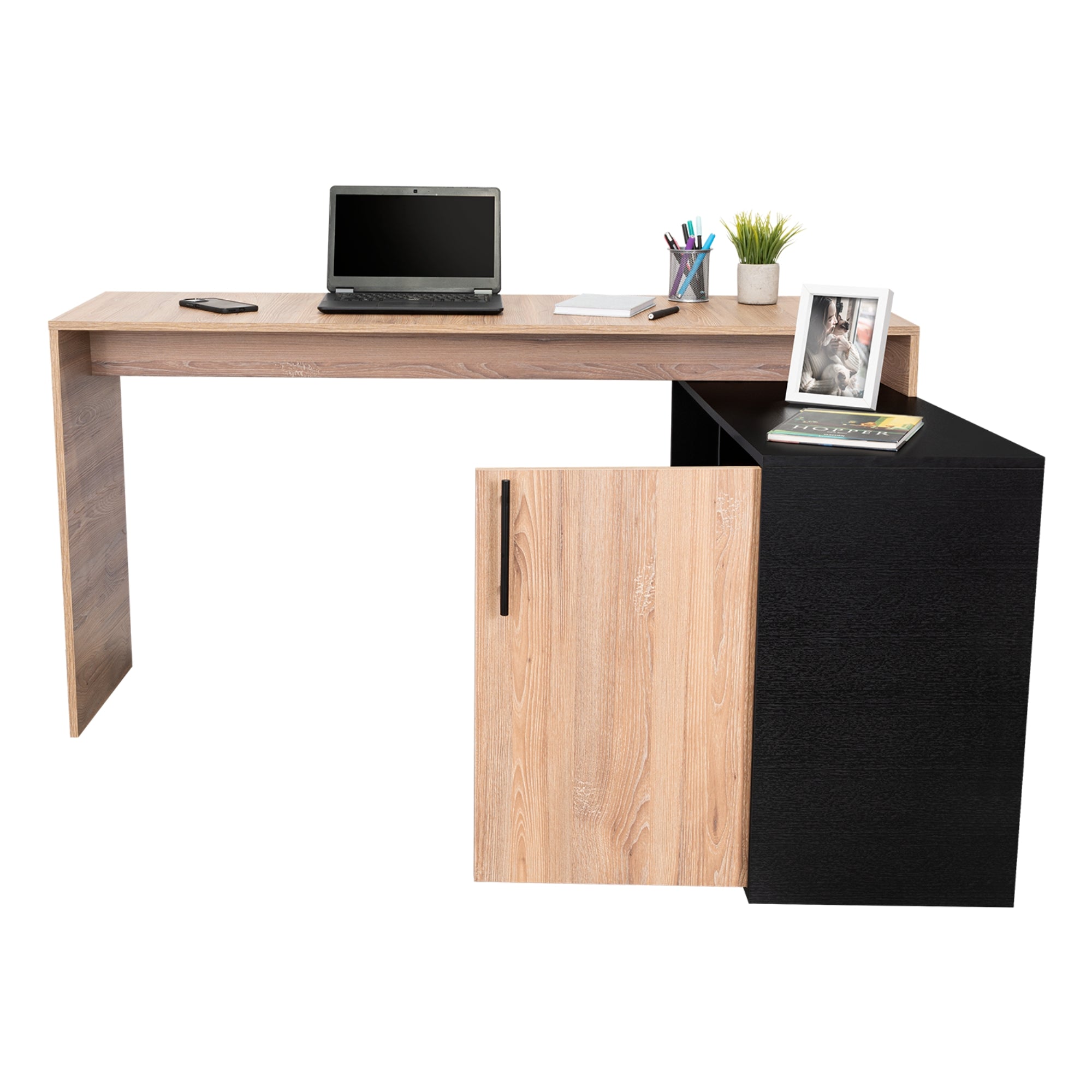 ESCRITORIO EN L BILBAO MIEL Y WENGUE 76,5X151,5X116,5 CM - 4