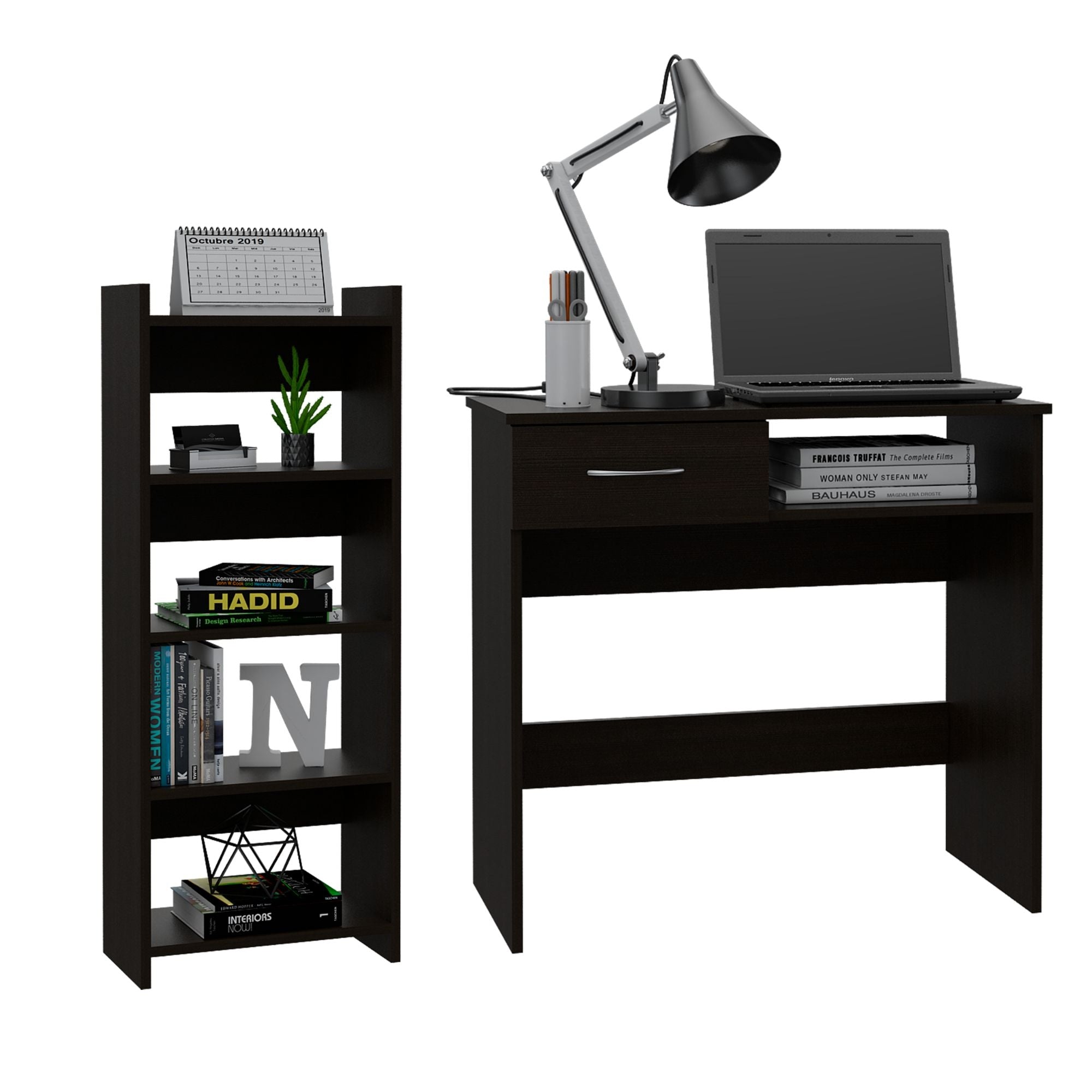 SET ESCRITORIO + BIBLIOTECA 4 NIVELES OFFICE W-80 WENGUE - 1