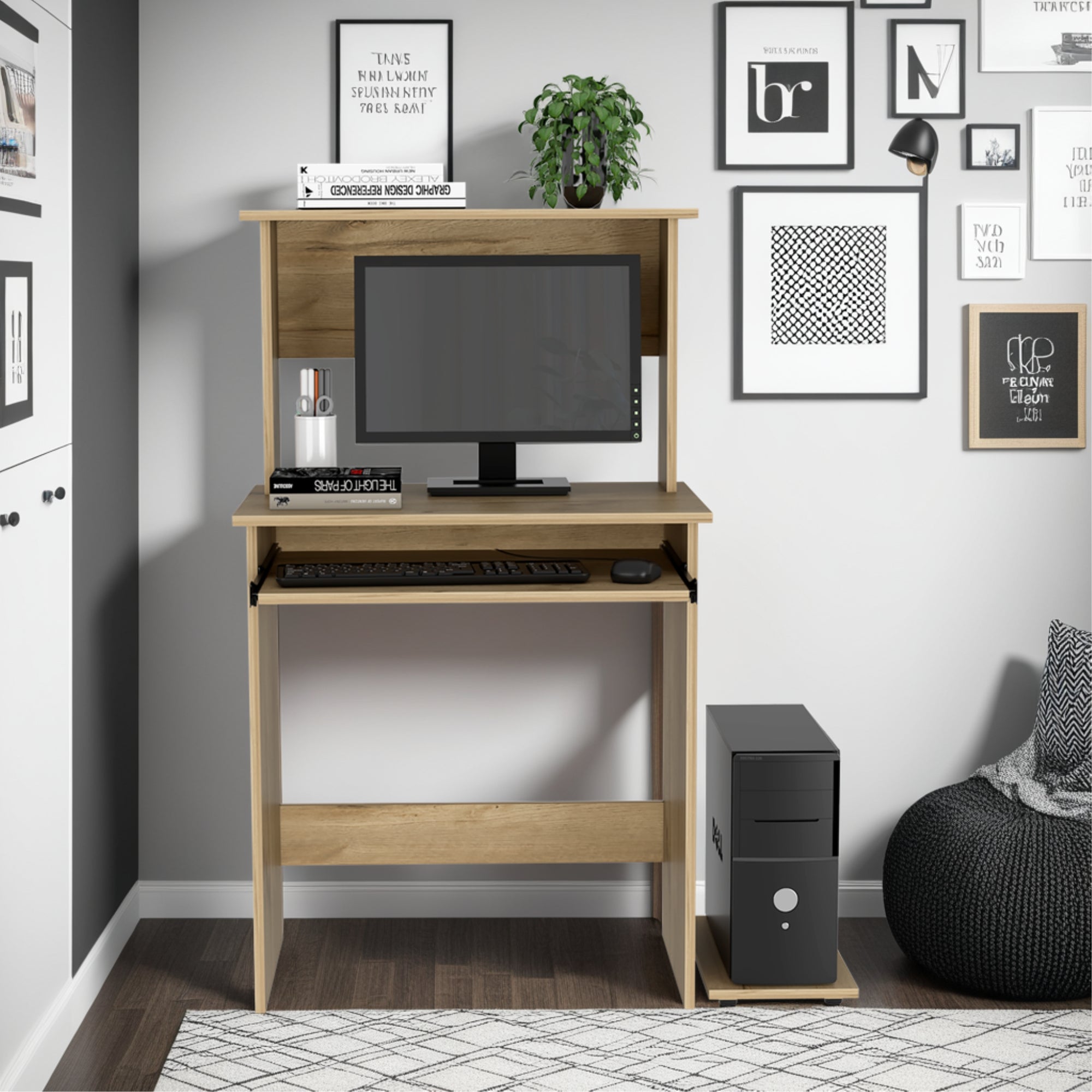 ESCRITORIO RECTO + MODULO TORRE PC DUNA 119X69X45 CM - 6