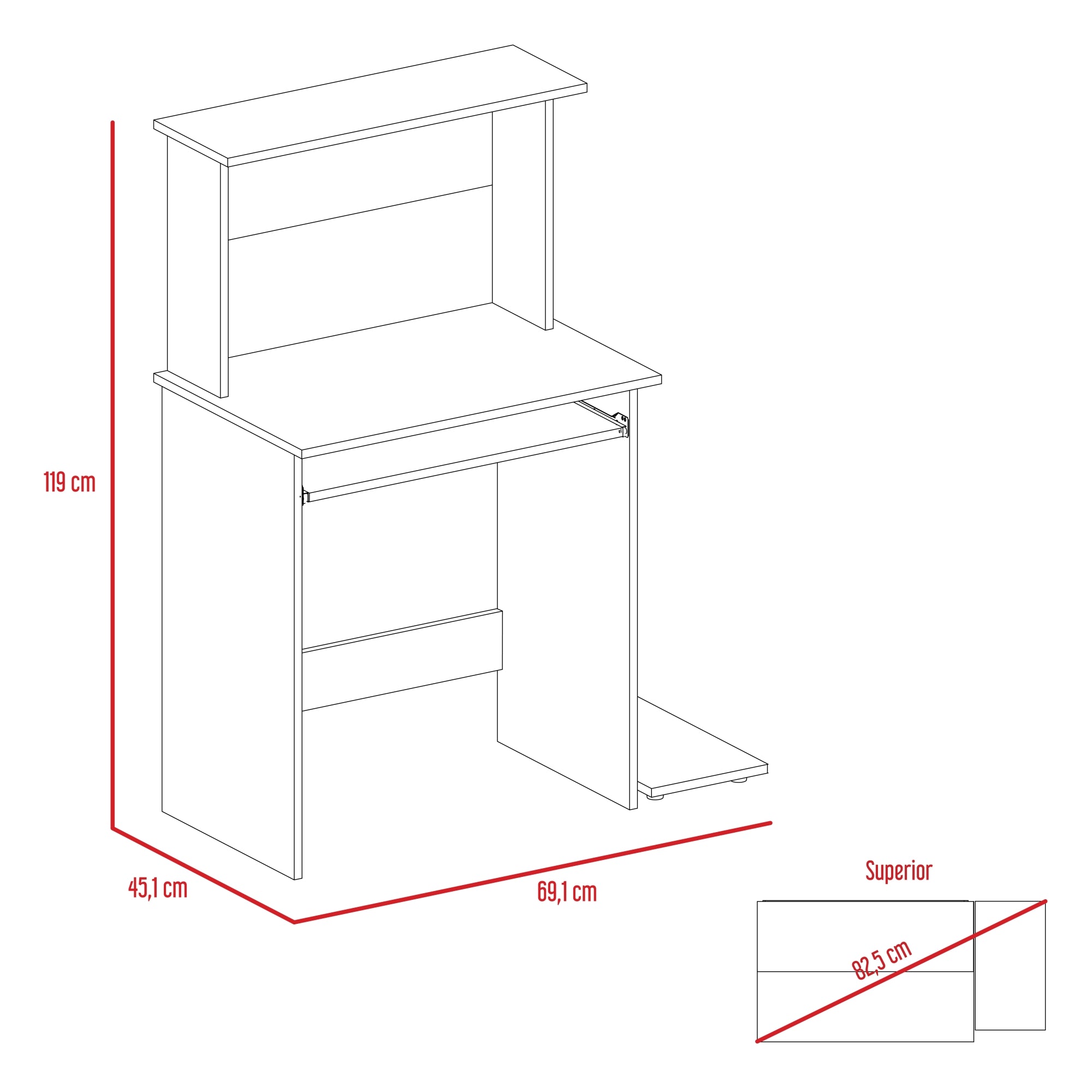 ESCRITORIO RECTO + MODULO TORRE PC DUNA 119X69X45 CM - 7