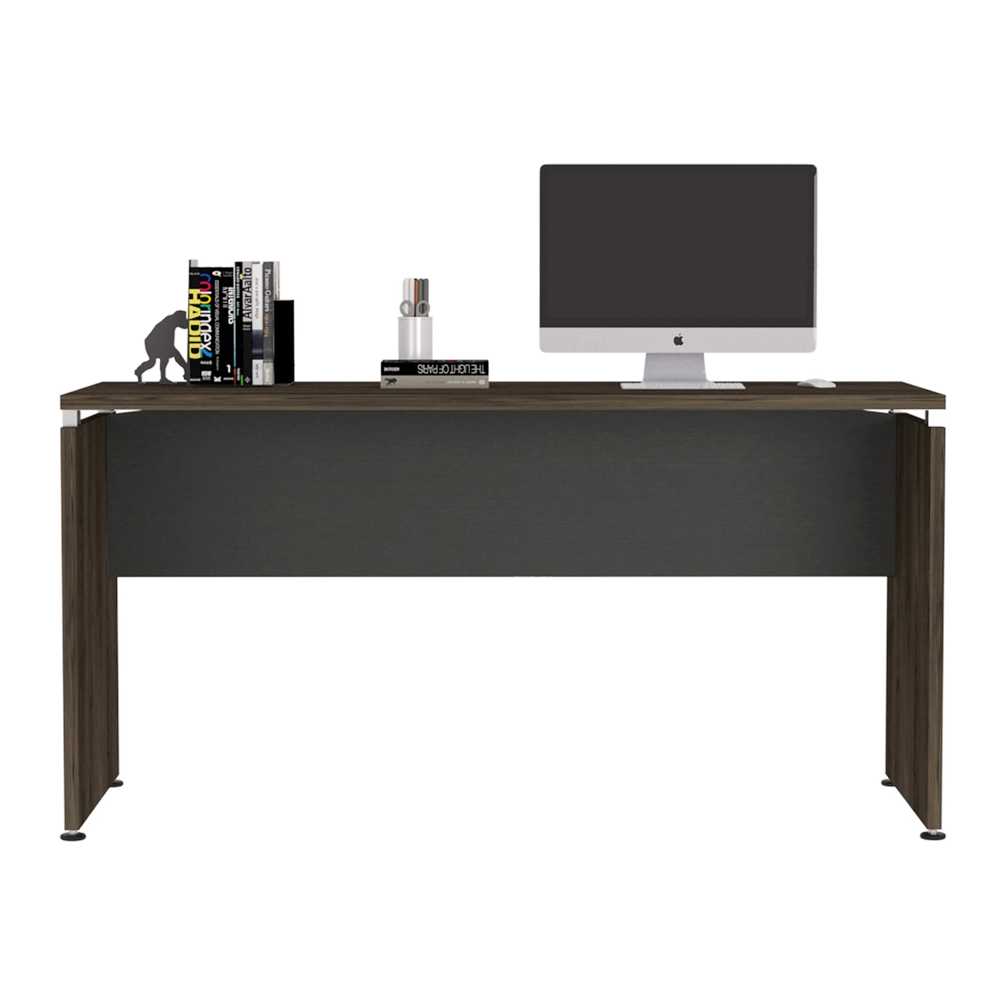 ESCRITORIO M-150 HOME OFFICE NEGRO Y COÑAC 75X60X150 CM - 4