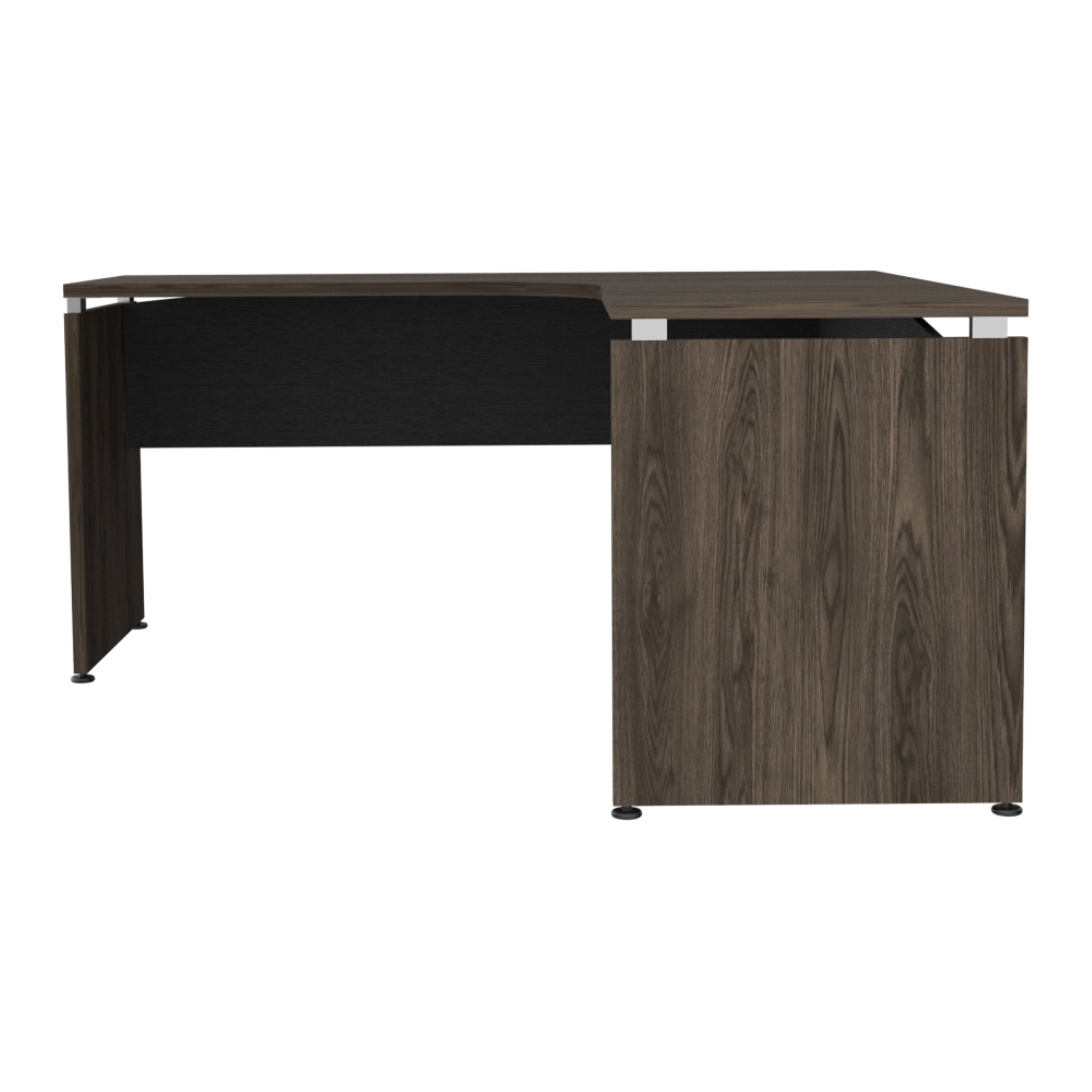 ESCRITORIO EN L-160 HOME OFFICE NEGRO Y COÑAC - 6