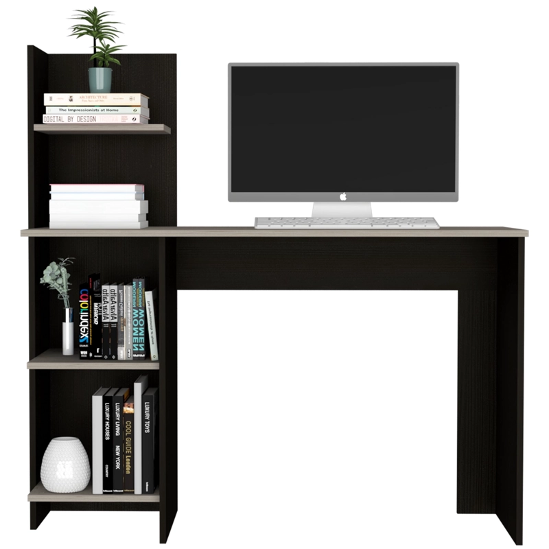 ESCRITORIO CON BIBLIOTECA OFFICE WENGUE Y CENIZA 110,6X110X43,5 CM - 2