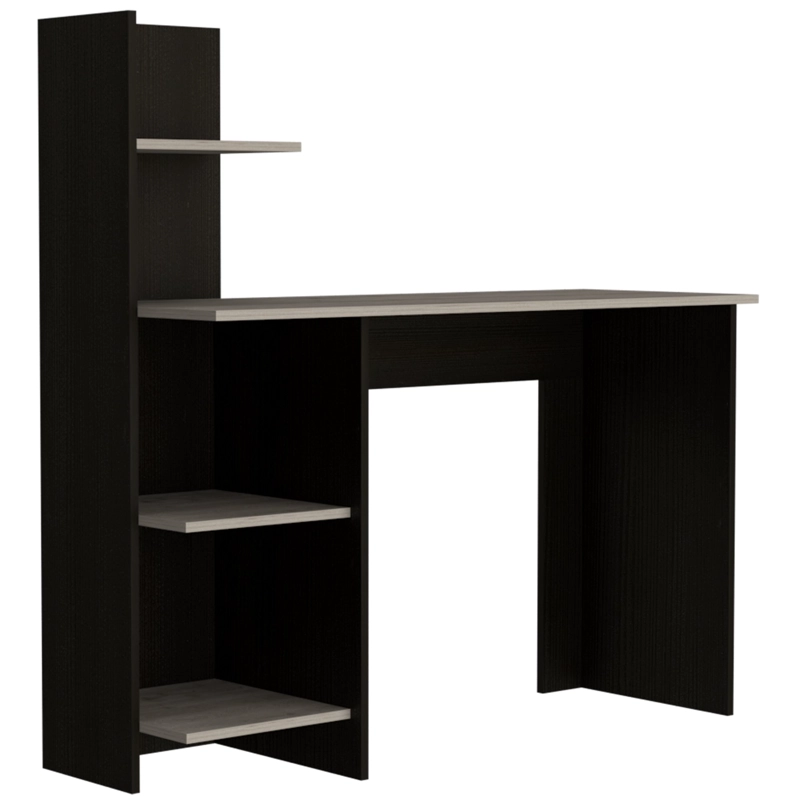 ESCRITORIO CON BIBLIOTECA OFFICE WENGUE Y CENIZA 110,6X110X43,5 CM - 3