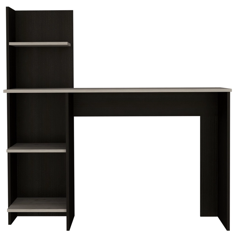 ESCRITORIO CON BIBLIOTECA OFFICE WENGUE Y CENIZA 110,6X110X43,5 CM - 4