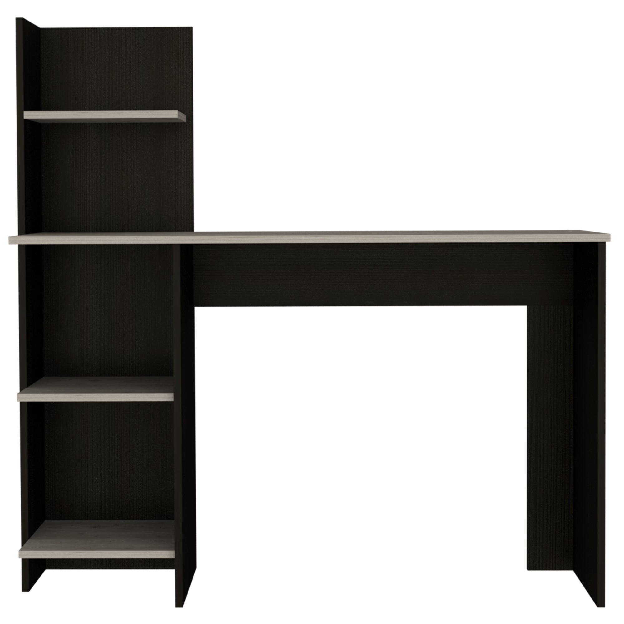 ESCRITORIO CON BIBLIOTECA OFFICE WENGUE Y CENIZA 120X120X45 CM - 5