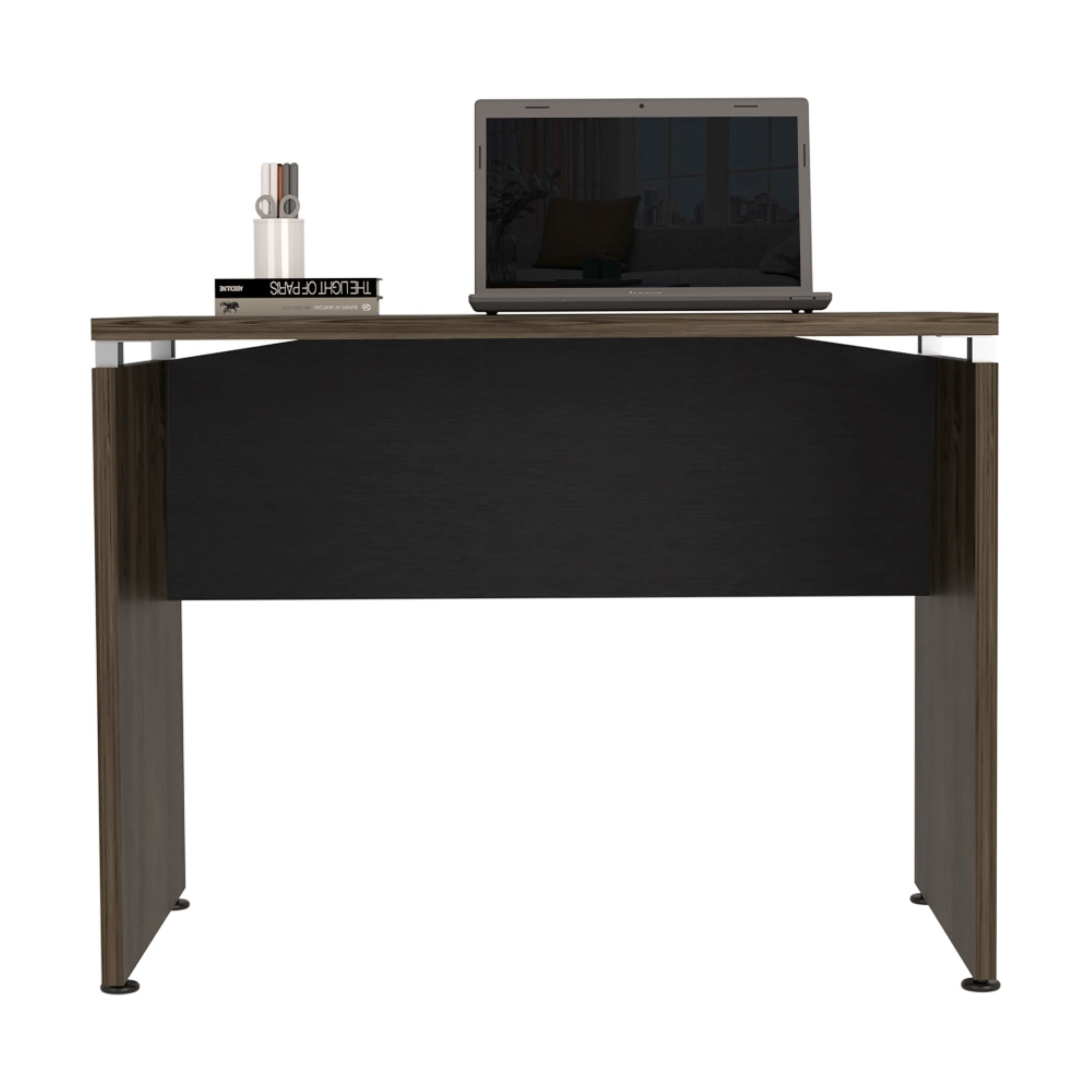 ESCRITORIO M-100 HOME OFFICE NEGRO Y COÑAC 75X100X60 CM - 1
