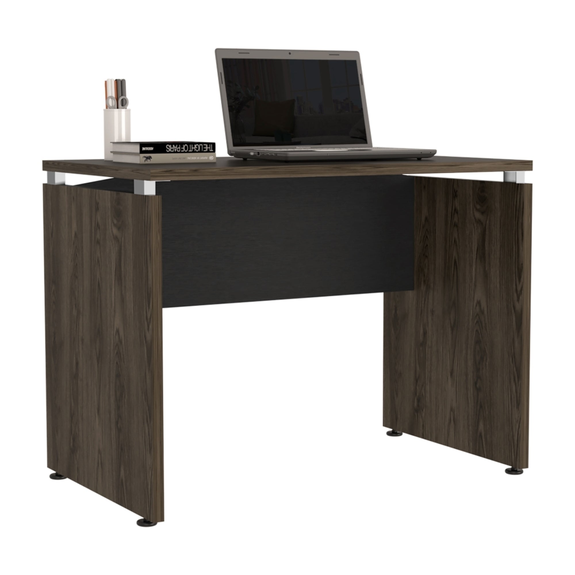 ESCRITORIO M-100 HOME OFFICE NEGRO Y COÑAC 75X100X60 CM - 4