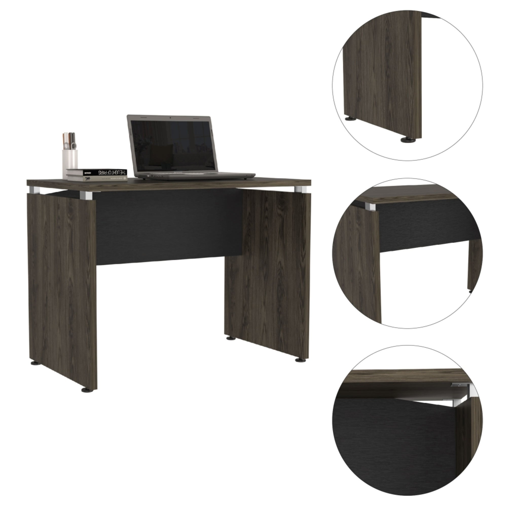 ESCRITORIO M-100 HOME OFFICE NEGRO Y COÑAC 75X100X60 CM - 7