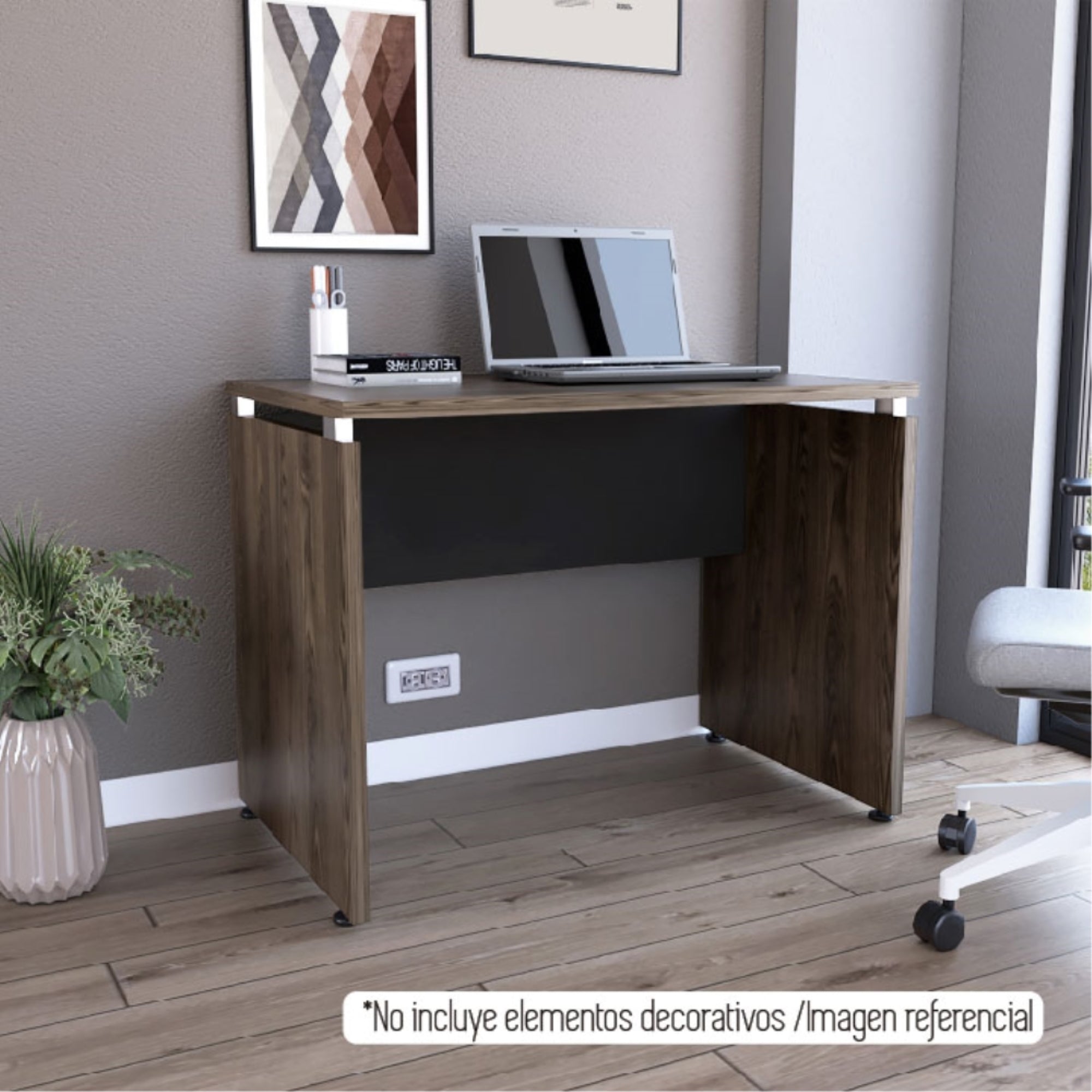 ESCRITORIO M-100 HOME OFFICE NEGRO Y COÑAC 75X100X60 CM - 9