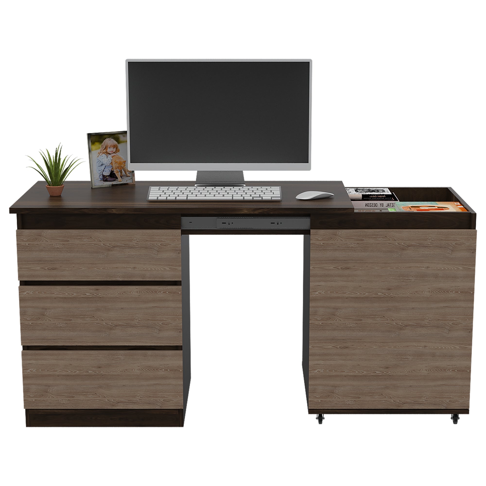 ESCRITORIO EXTENSIBLE 3 CAJONES 1 PUERTA OFFICE CAFE Y MIEL - 5