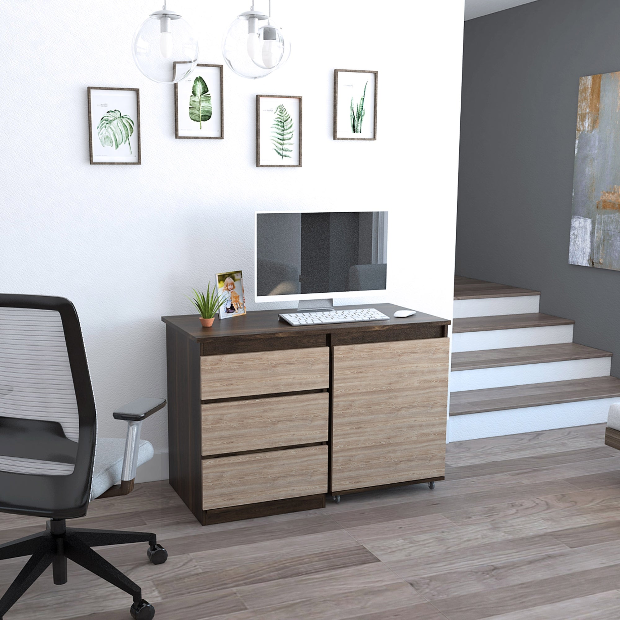 ESCRITORIO EXTENSIBLE 3 CAJONES 1 PUERTA OFFICE CAFE Y MIEL - 8