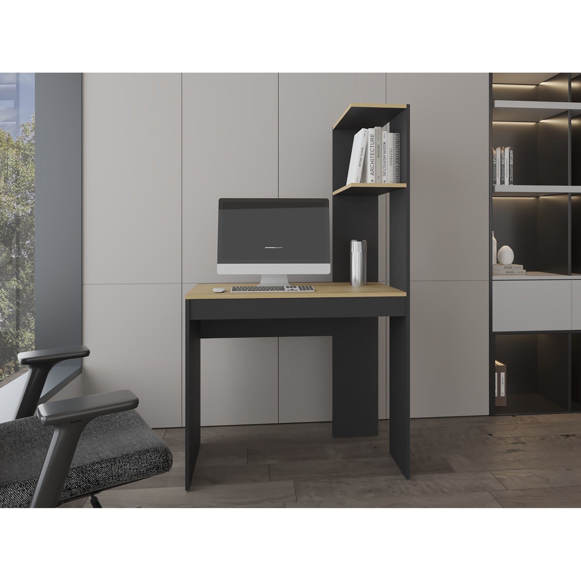 ESCRITORIO BIBLIOTECA DELPHI FRESNO Y WENGUE 150X88,3X43,5 CM - 11