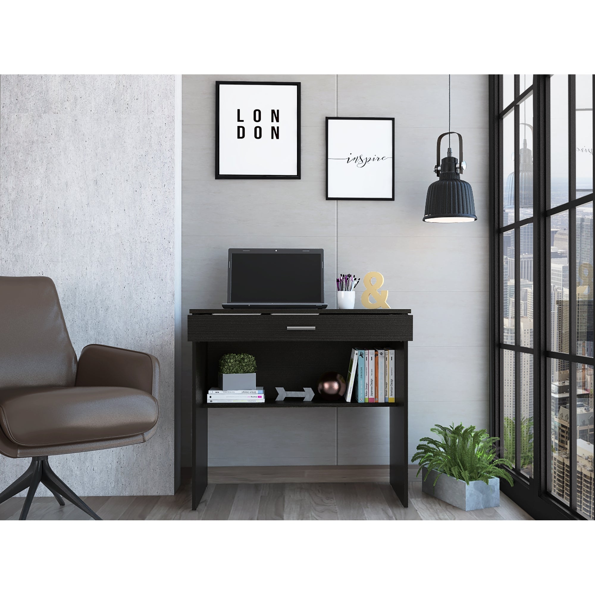 ESCRITORIO OFFICE W-80 CON 1 CAJON WENGUE 73X80X49,8 CM - 2