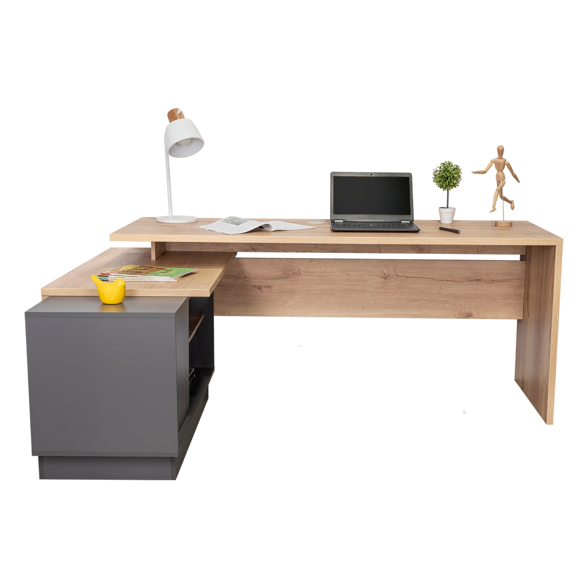ESCRITORIO EN L 1 PUERTA OFFICE W-179 DUNA Y PLOMO - 5