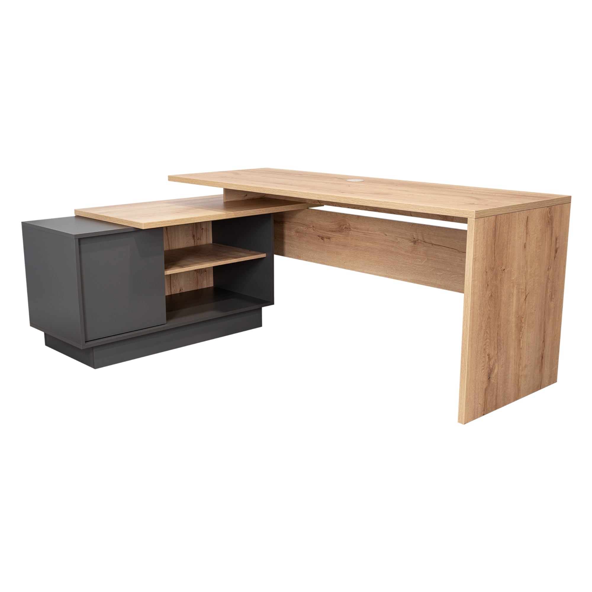 ESCRITORIO EN L 1 PUERTA OFFICE W-179 DUNA Y PLOMO - 6
