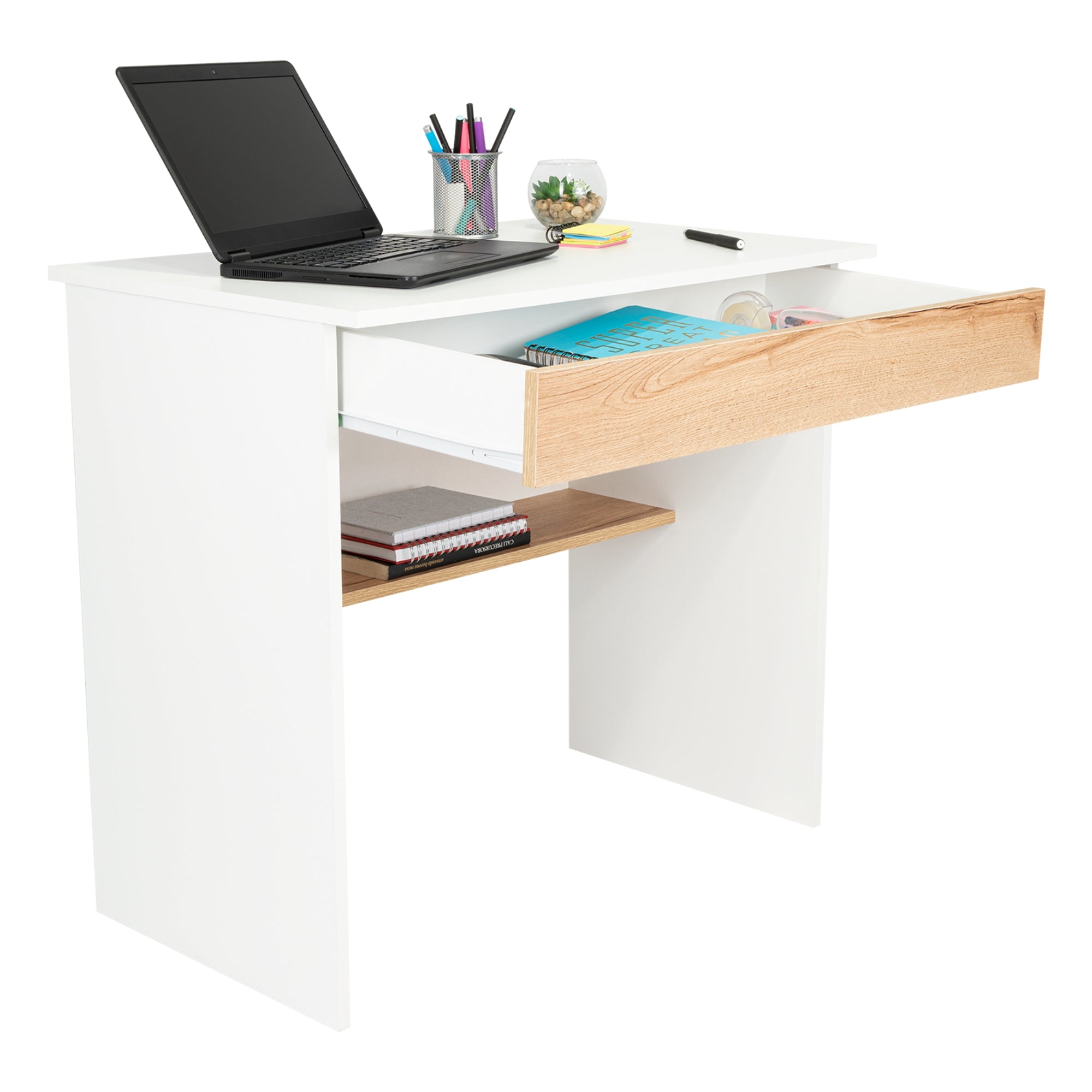 ESCRITORIO RECTO 1 CAJON OHIO BLANCO Y DUNA 73X80X49,8 CM - 5