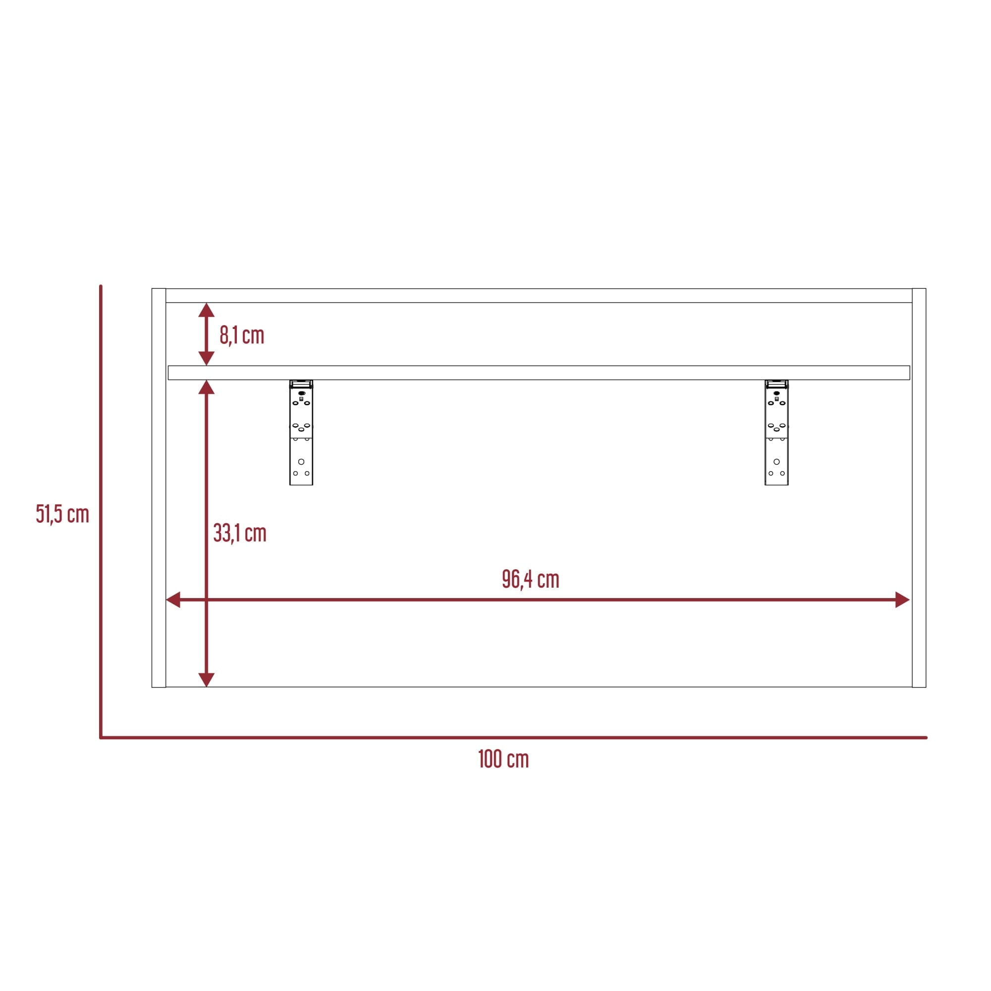 ESCRITORIO THE WALL ABATIBLE PLOMO Y BLANCO 51,5X100X45,8 CM - 4