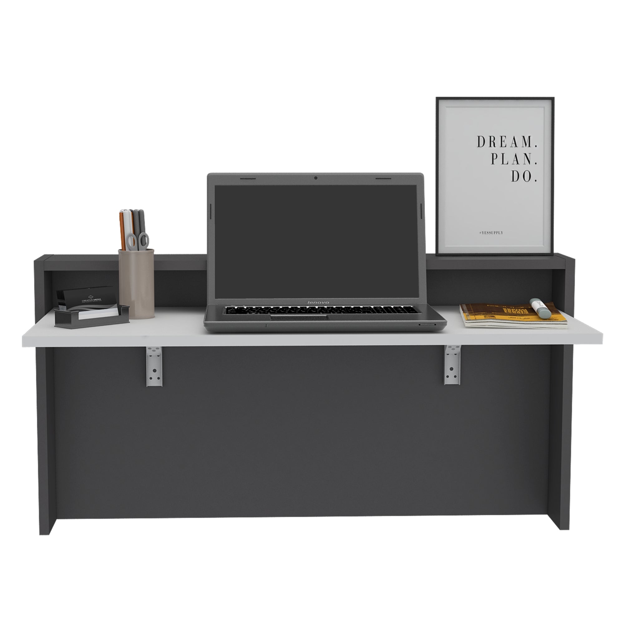 ESCRITORIO THE WALL ABATIBLE PLOMO Y BLANCO 51,5X100X45,8 CM - 5