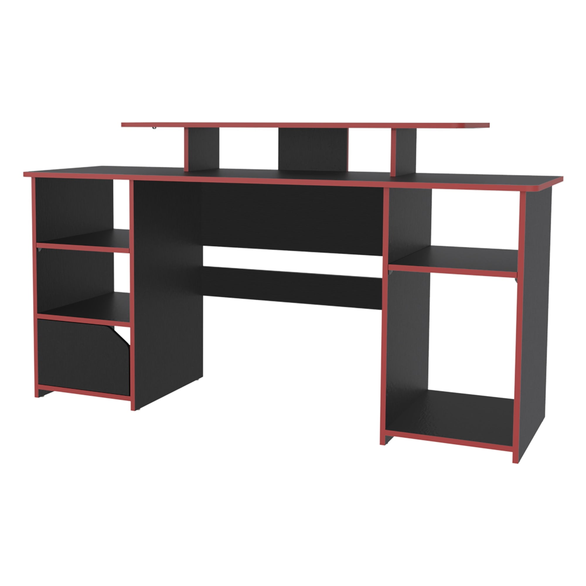 ESCRITORIO GAMER 1 PUERTA KERIA WENGUE Y CANTO ROJO - 3