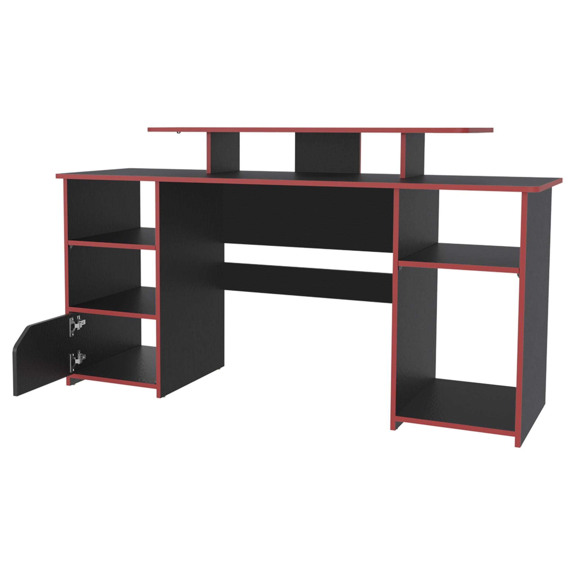 ESCRITORIO GAMER 1 PUERTA KERIA WENGUE Y CANTO ROJO - 4