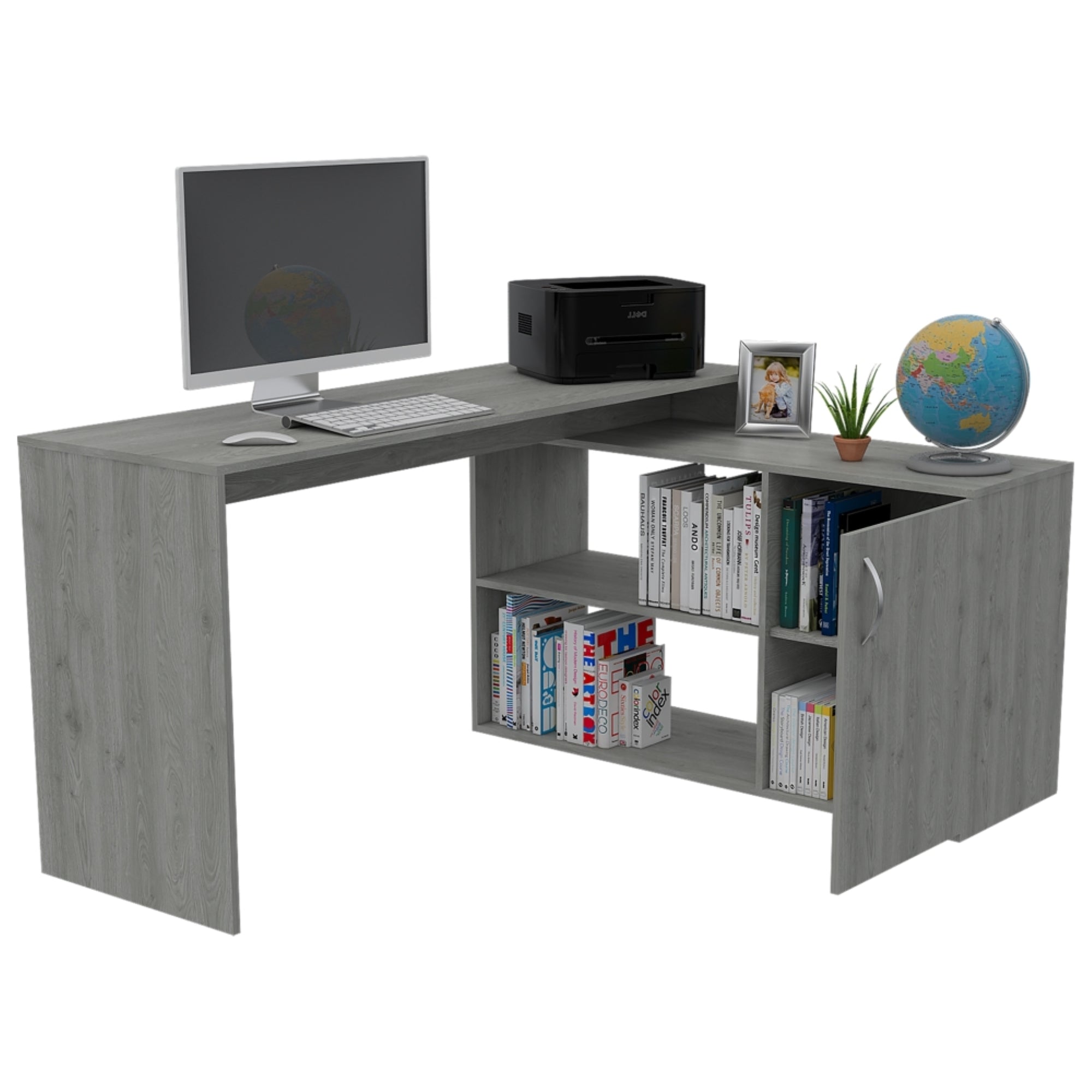ESCRITORIO EN L 1 PUERTA OFFICE W-151 CENIZA - 1