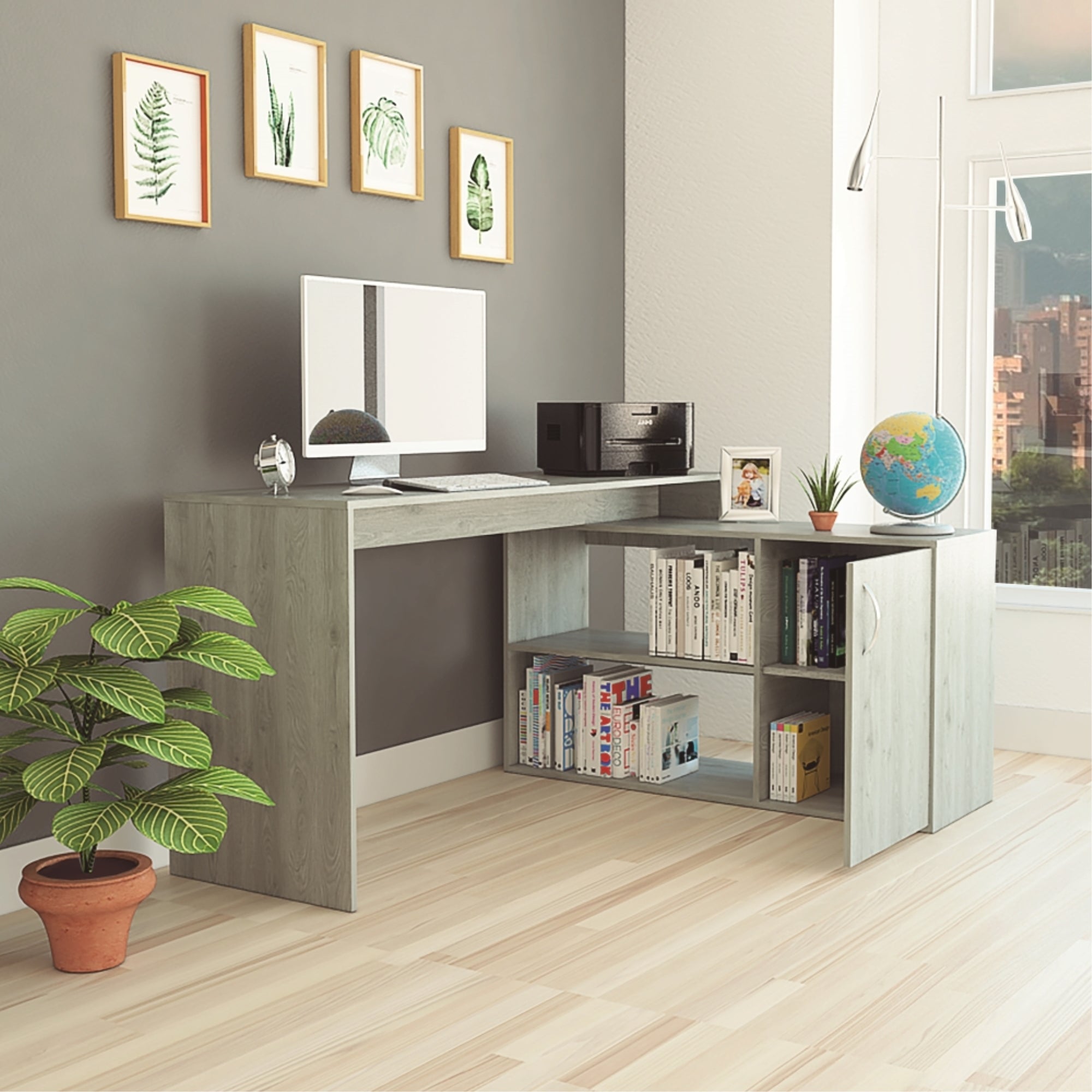 ESCRITORIO EN L 1 PUERTA OFFICE W-151 CENIZA - 2