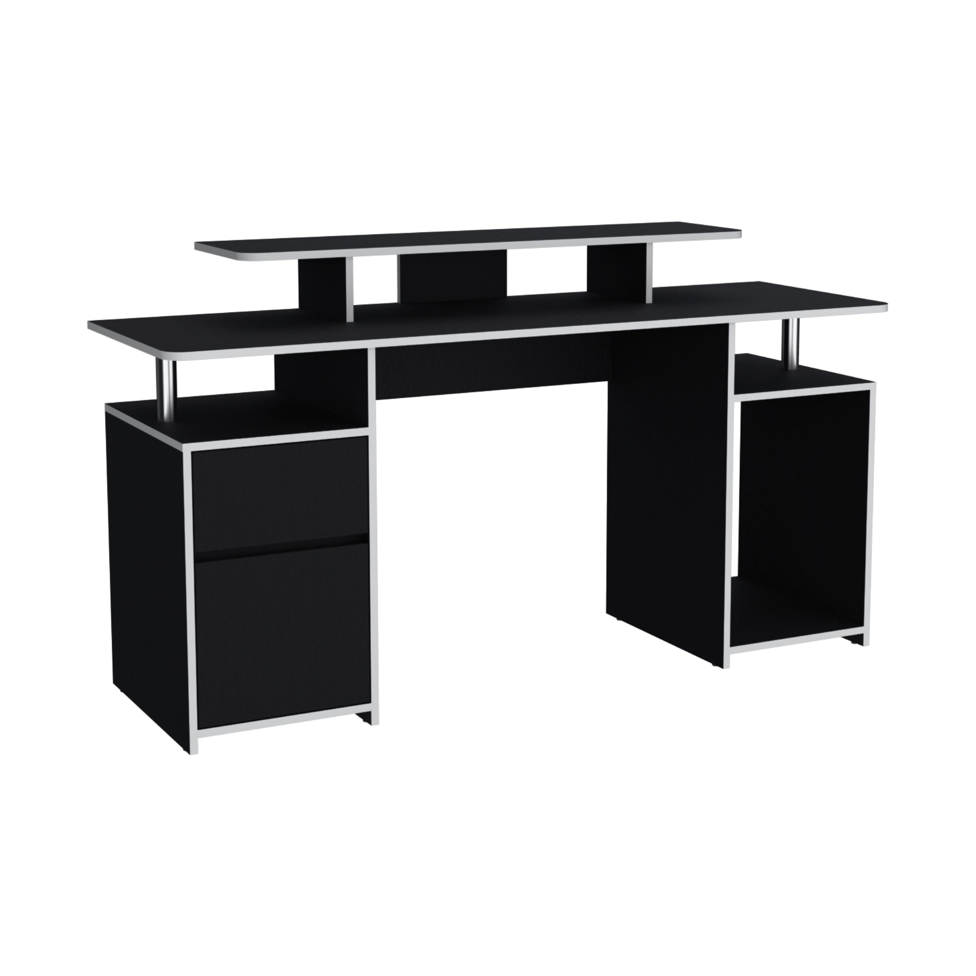 ESCRITORIO GAMER KERIA 1 PUERTA 1 CAJON WENGUE Y BLANCO - 3