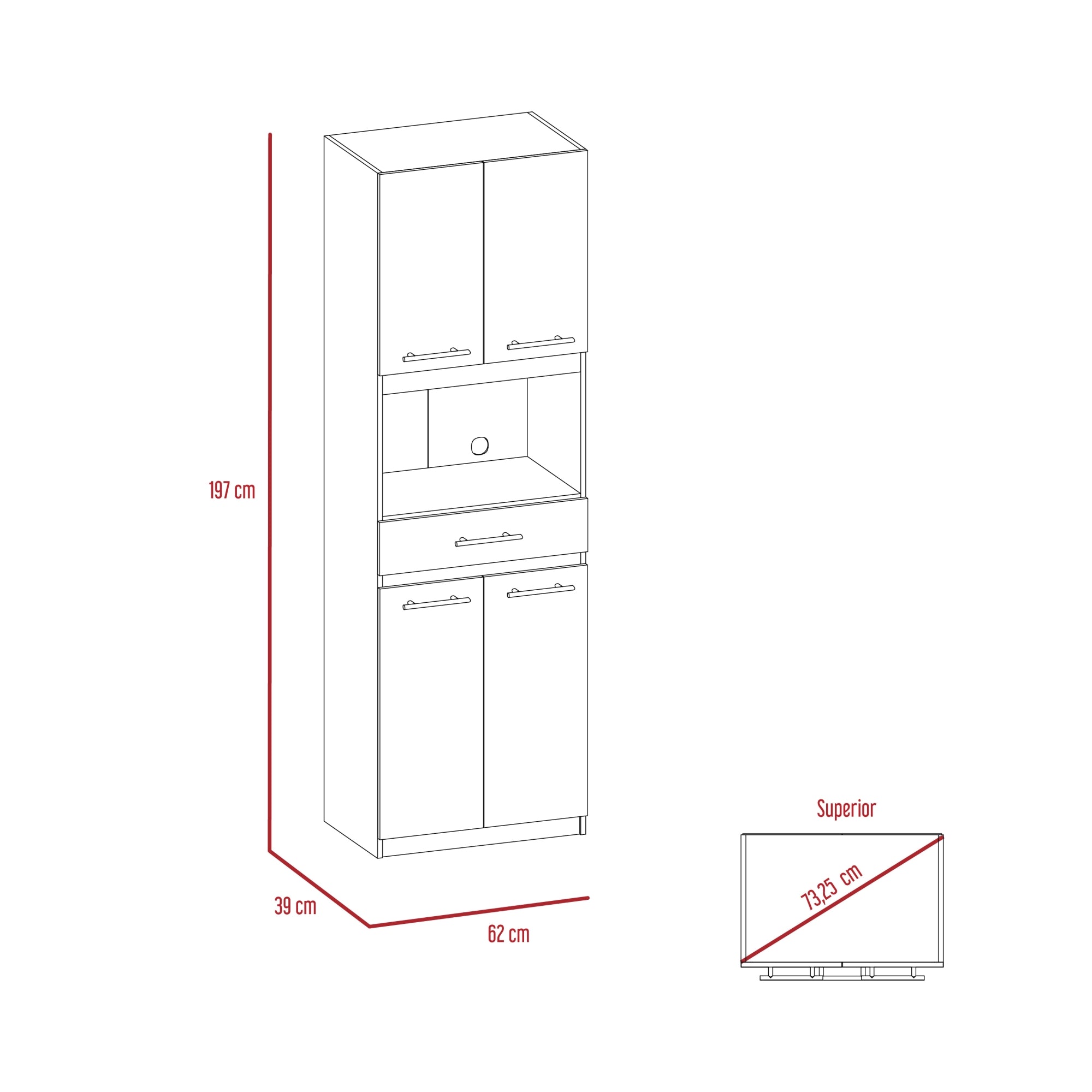 MUEBLE PARA MICROONDAS MANCHESTER 4 PUERTAS WENGUE - 3