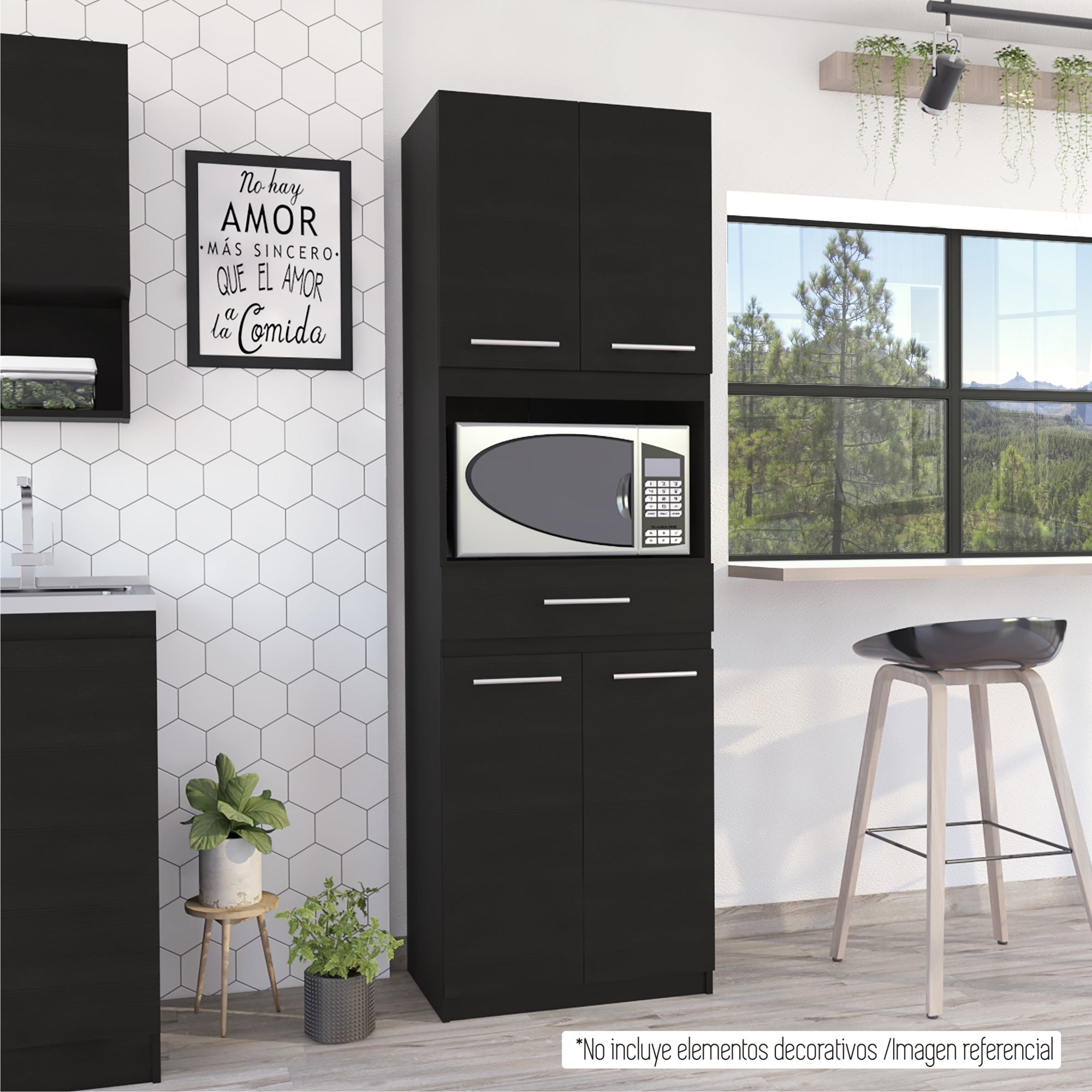 MUEBLE PARA MICROONDAS MANCHESTER 4 PUERTAS WENGUE - 12