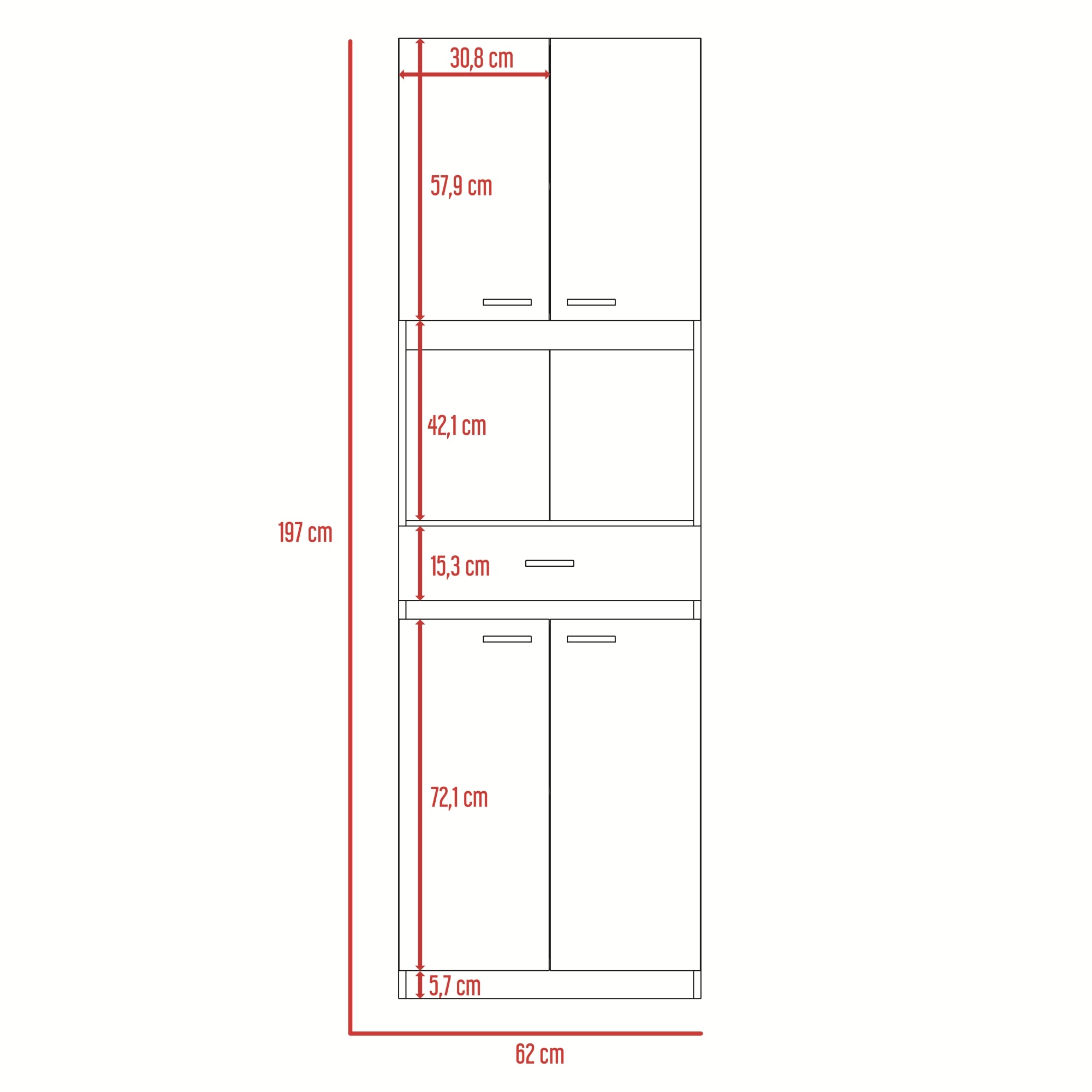 MUEBLE PARA MICROONDAS BAU 4 PUERTAS 1 CAJON BLANCO Y WENGUE - 9