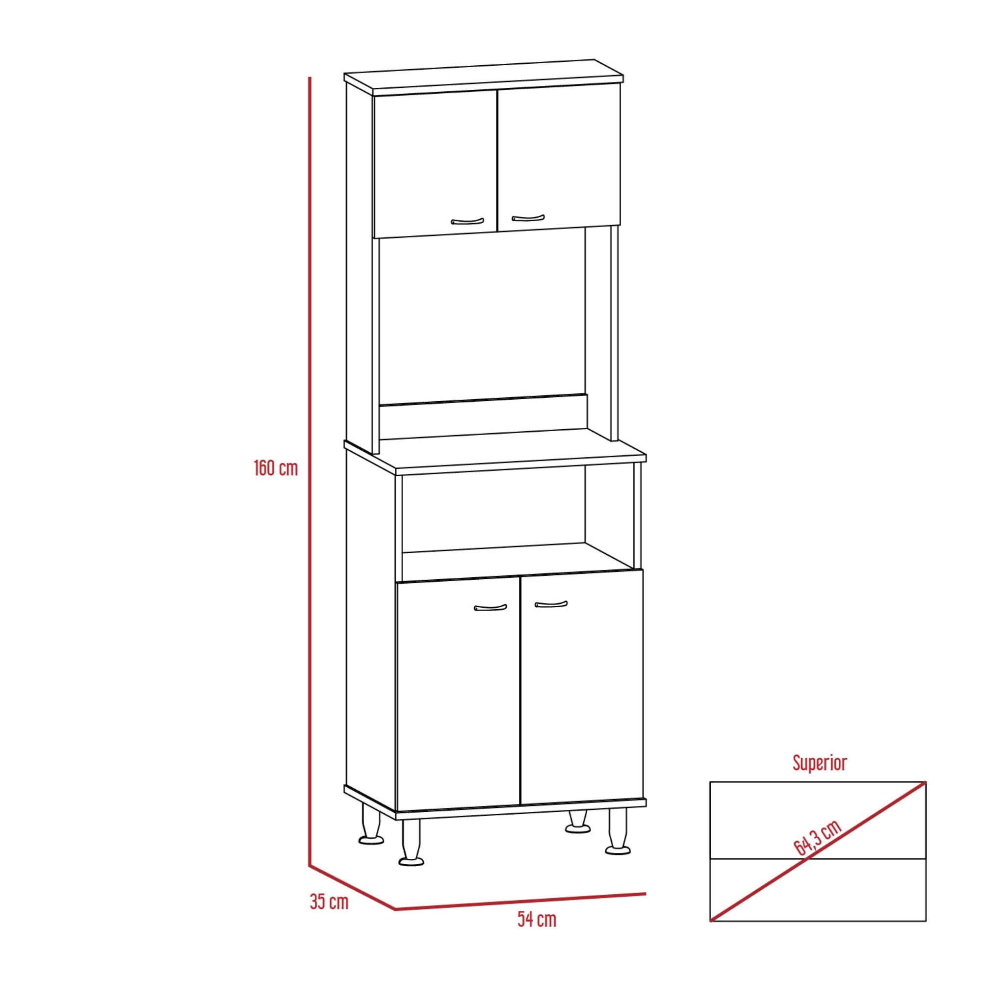 MUEBLE PARA MICROONDAS KITCHEN-54 BLANCO 160X54X35 CM - 6