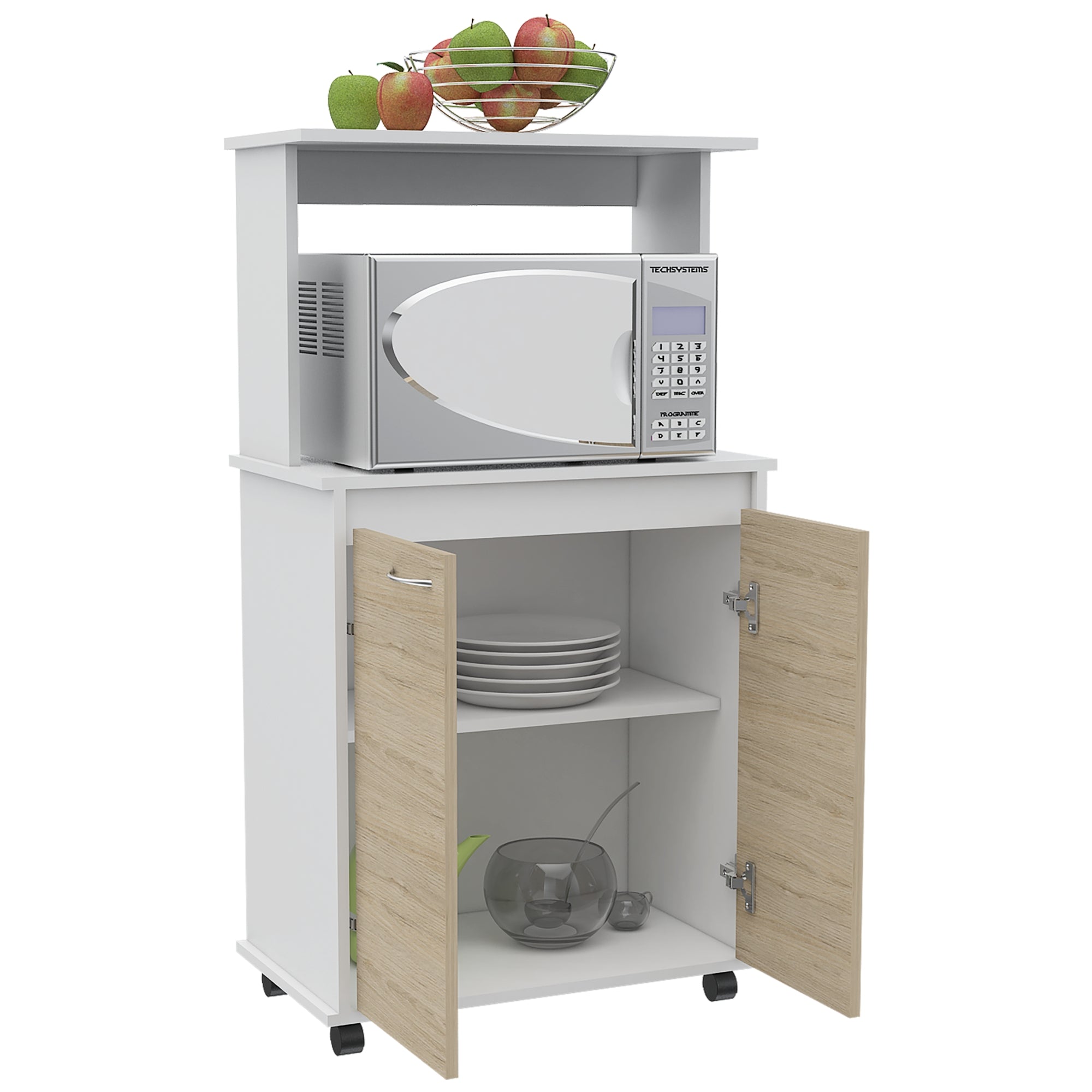 MUEBLE PARA MICROONDAS KITCHEN BLANCO Y ROVERE 113,5X63X36 CM - 1