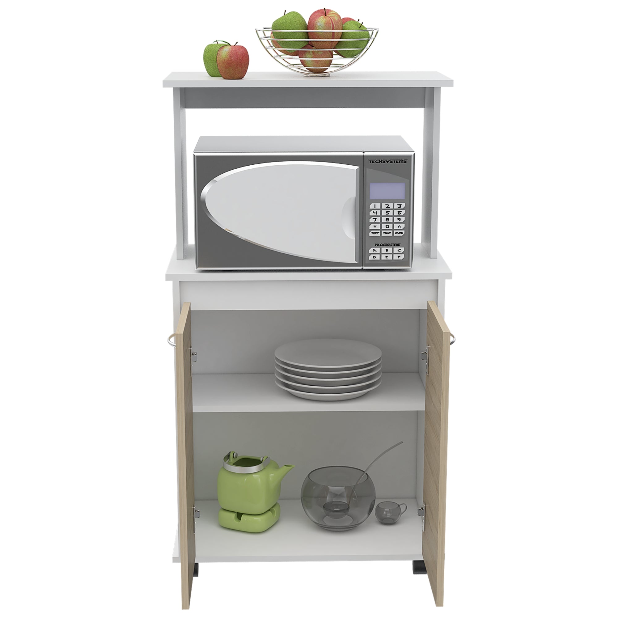 MUEBLE PARA MICROONDAS KITCHEN BLANCO Y ROVERE 113,5X63X36 CM - 2