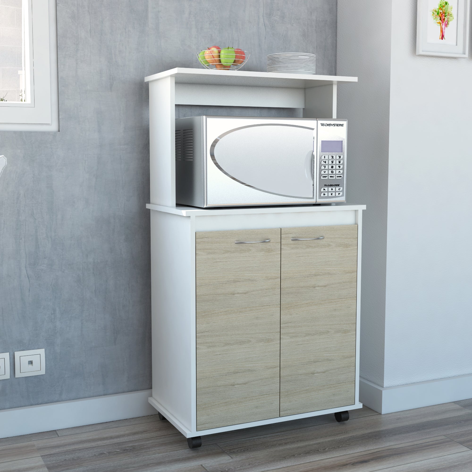 MUEBLE PARA MICROONDAS KITCHEN BLANCO Y ROVERE 113,5X63X36 CM - 5