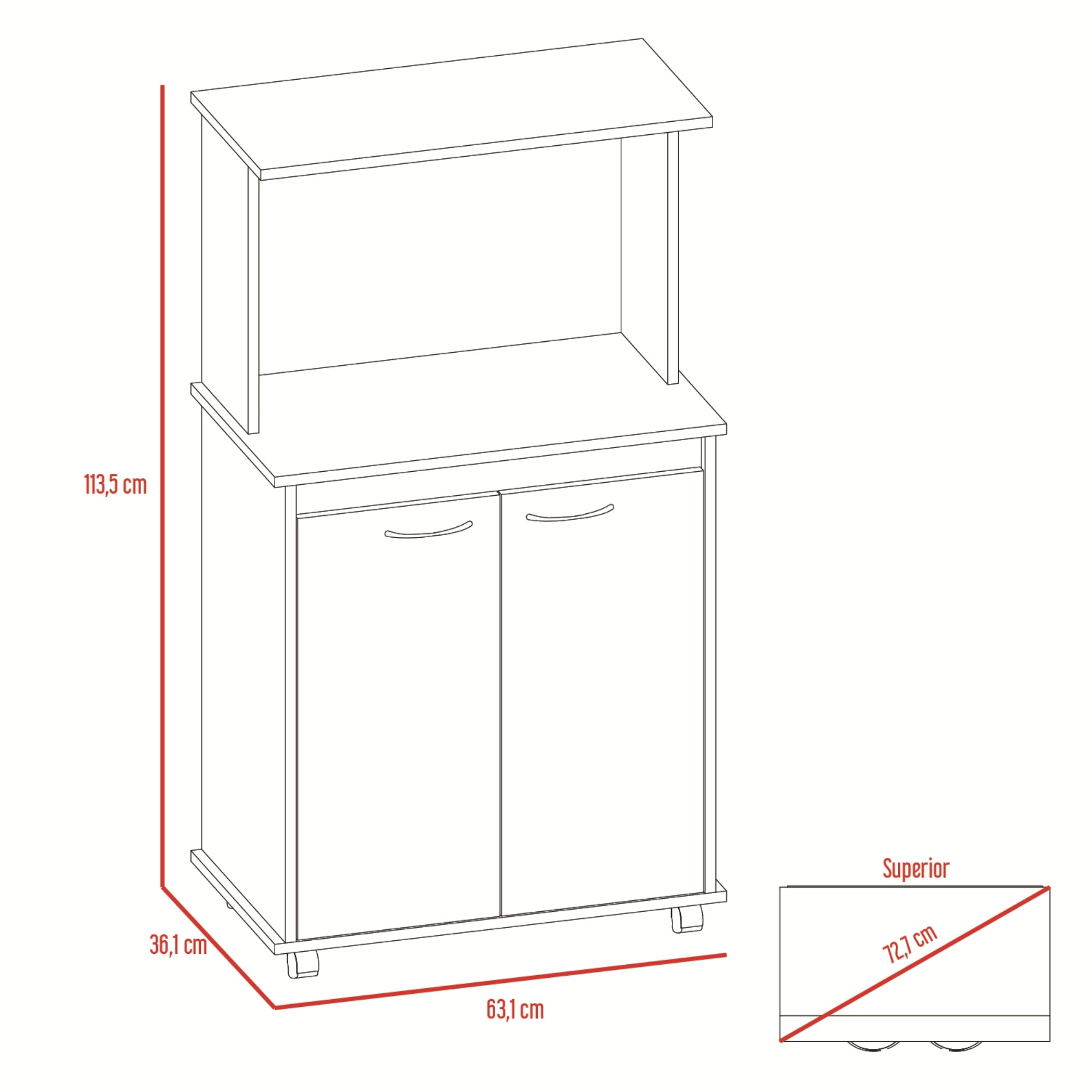MUEBLE PARA MICROONDAS KITCHEN BLANCO Y ROVERE 113,5X63X36 CM - 7