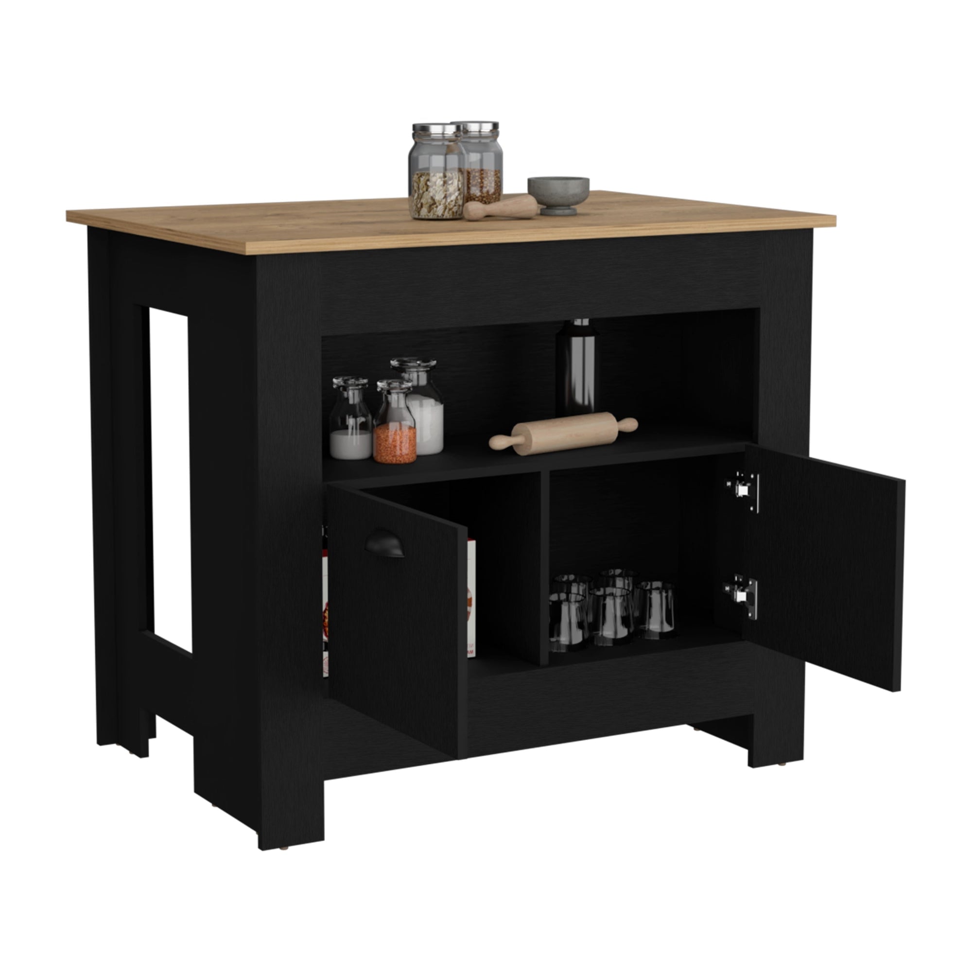 ISLA DE COCINA ARLET 2 PUERTAS WENGUE Y MACADAMIA - 1