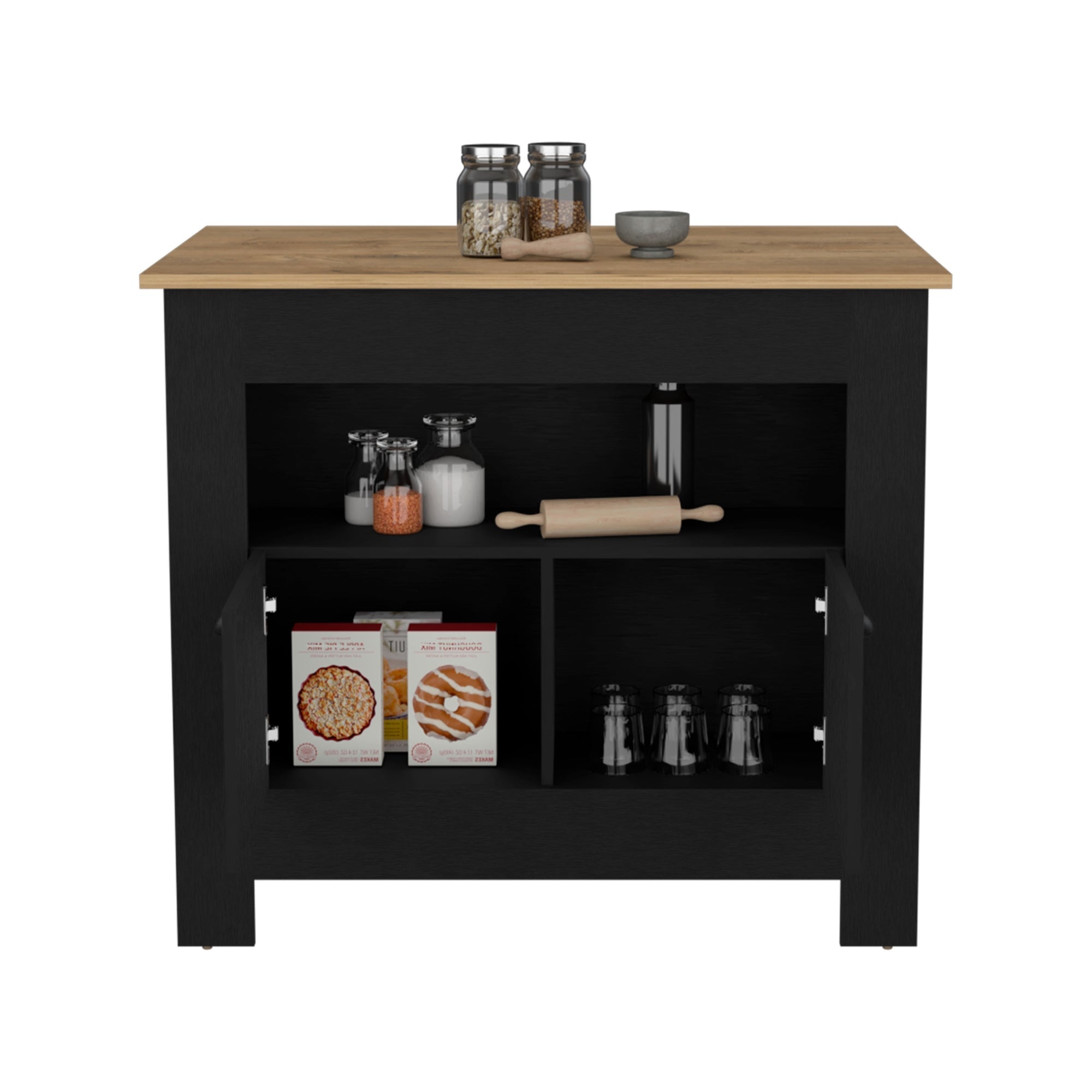 ISLA DE COCINA ARLET 2 PUERTAS WENGUE Y MACADAMIA - 2