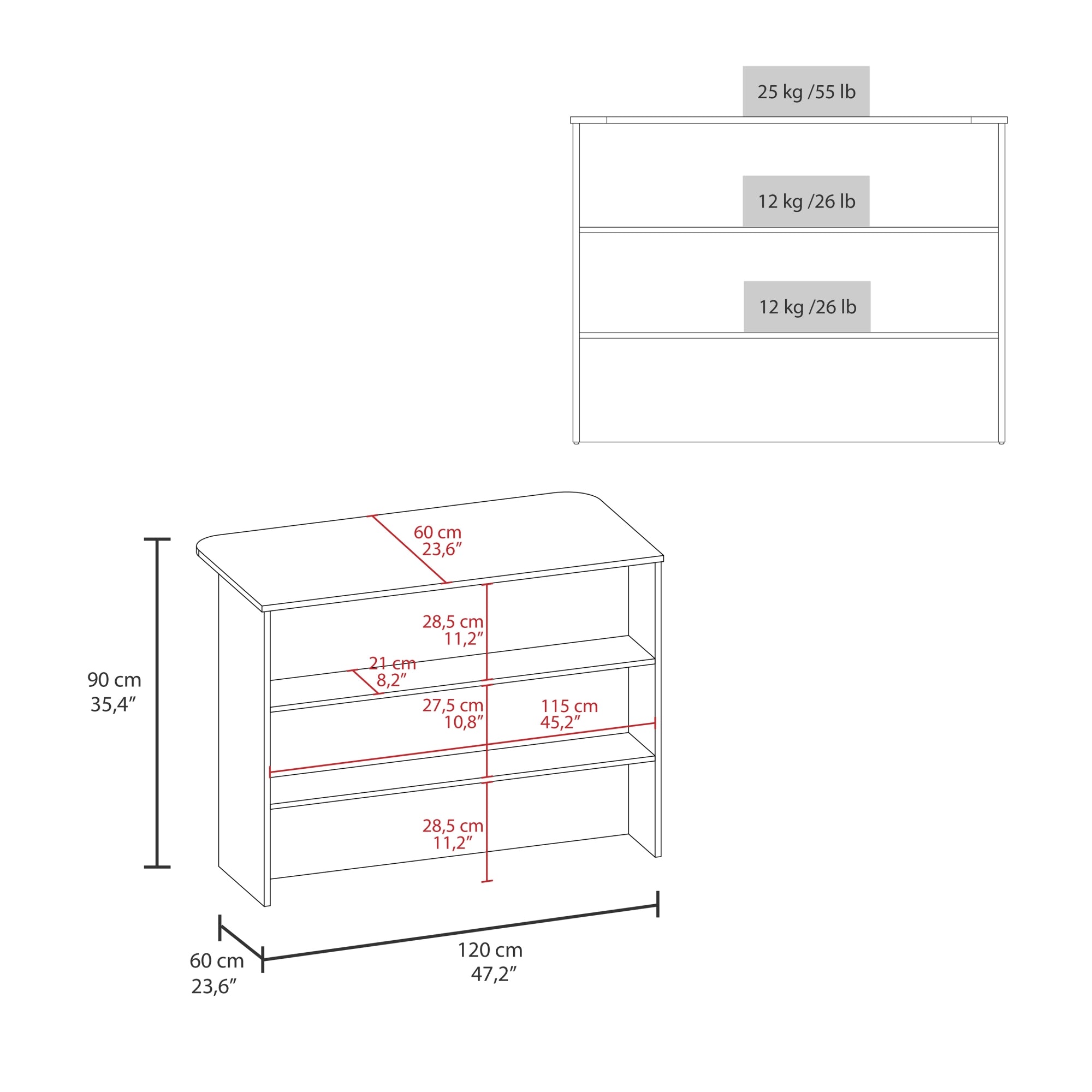 ISLA DE COCINA FENDI WENGUE Y BLANCO 90X120X60 CM - 7