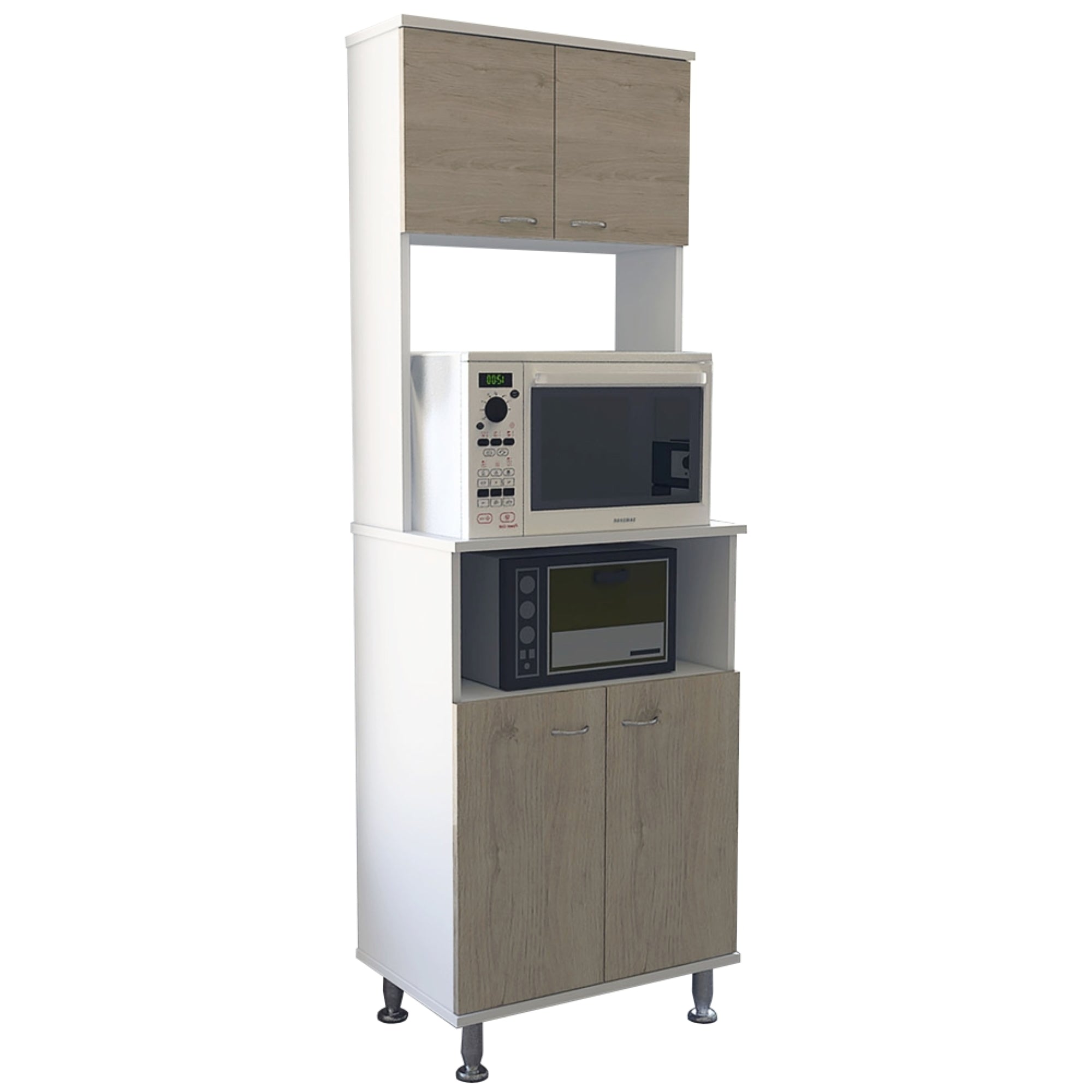 MUEBLE PARA MICROONDAS KITCHEN-54 BLANCO Y ROVERE 160X54X35 CM - 1