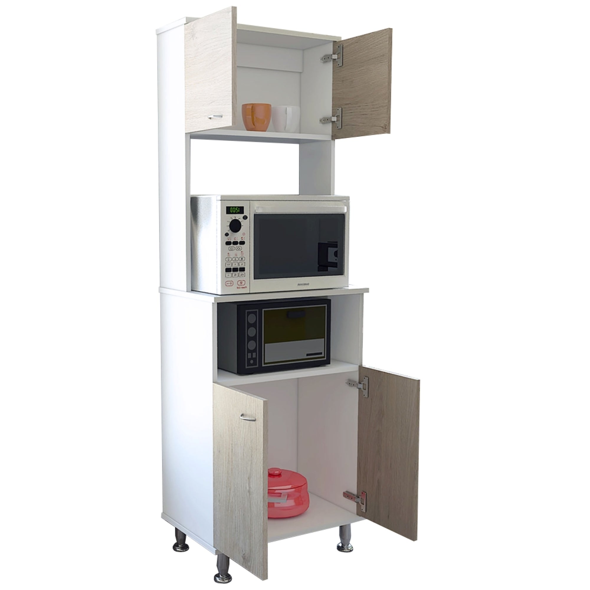 MUEBLE PARA MICROONDAS KITCHEN-54 BLANCO Y ROVERE 160X54X35 CM - 2