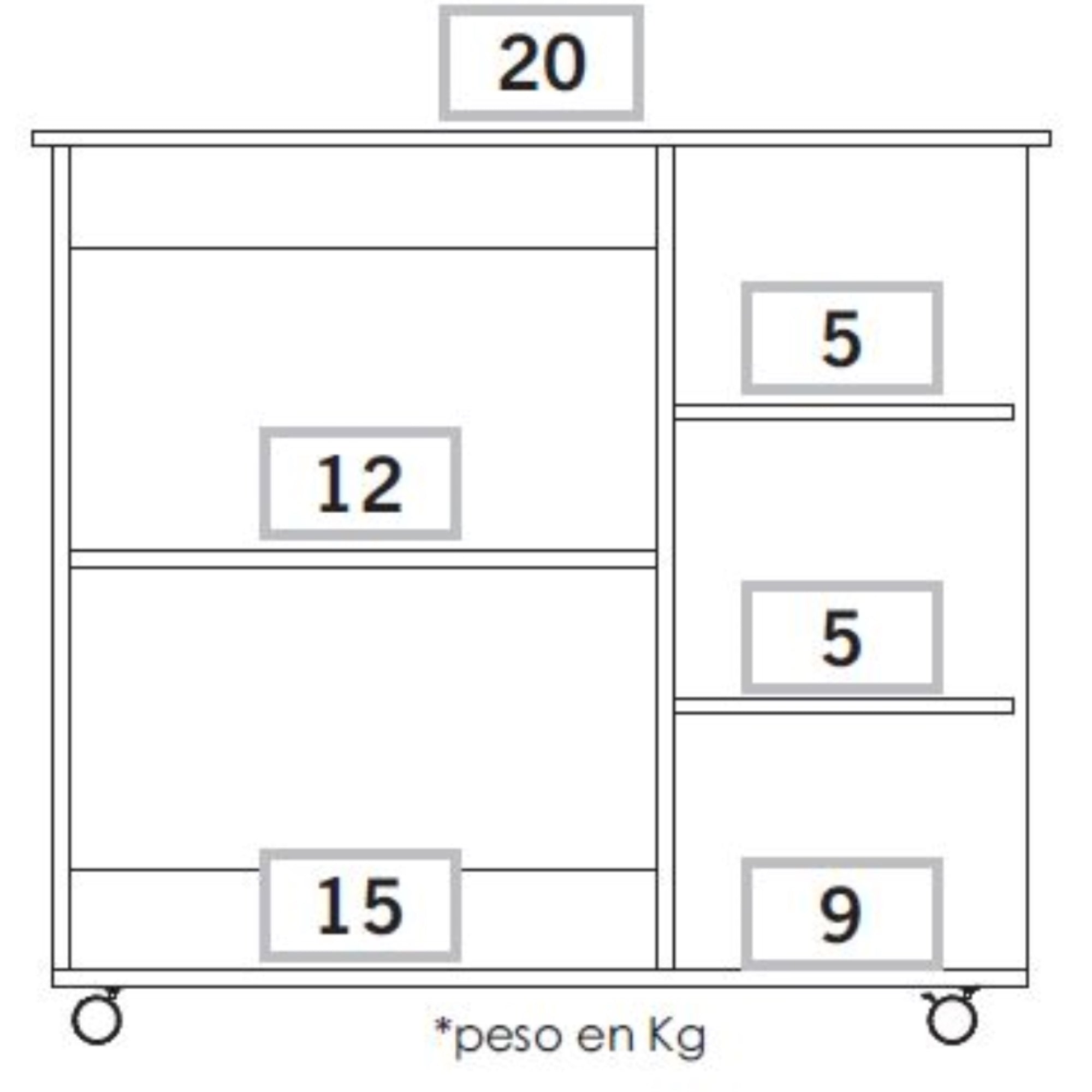ISLA DE COCINA BI-COLOR CON RUEDAS 89,6X100X40 CM BLANCO Y DUNA - 3