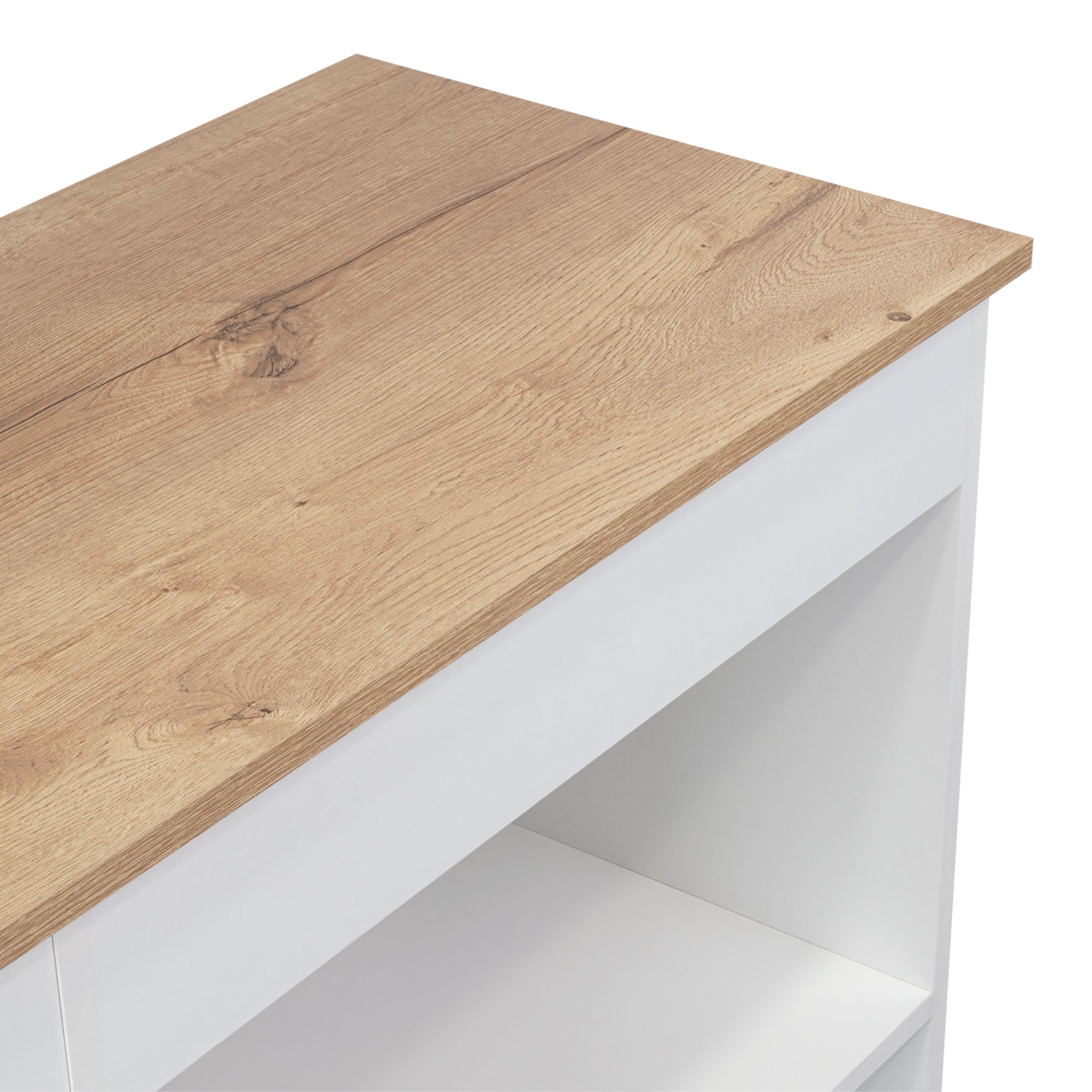 ISLA DE COCINA BI-COLOR CON RUEDAS 89,6X100X40 CM BLANCO Y DUNA - 7
