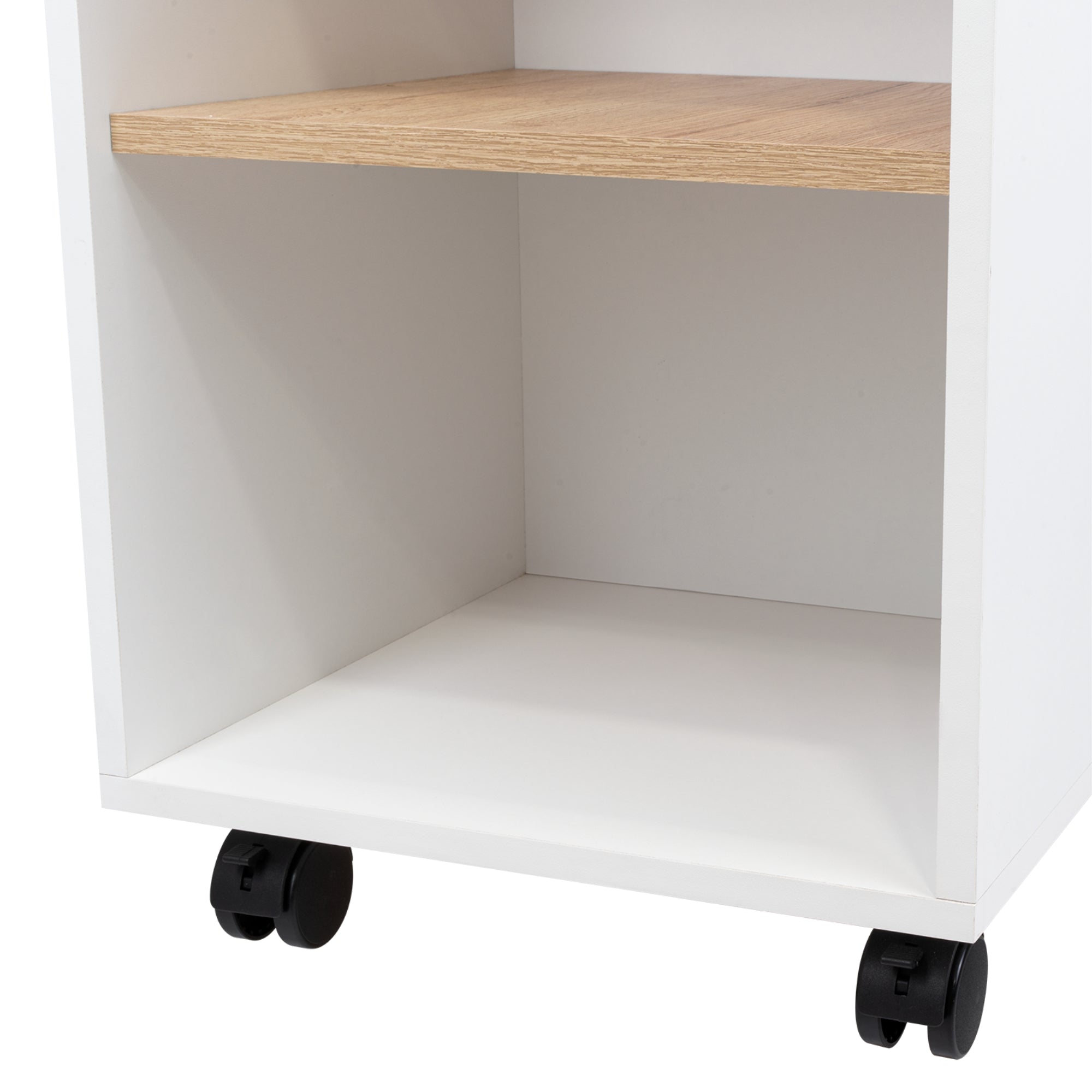 ISLA DE COCINA BI-COLOR CON RUEDAS 89,6X100X40 CM BLANCO Y DUNA - 9