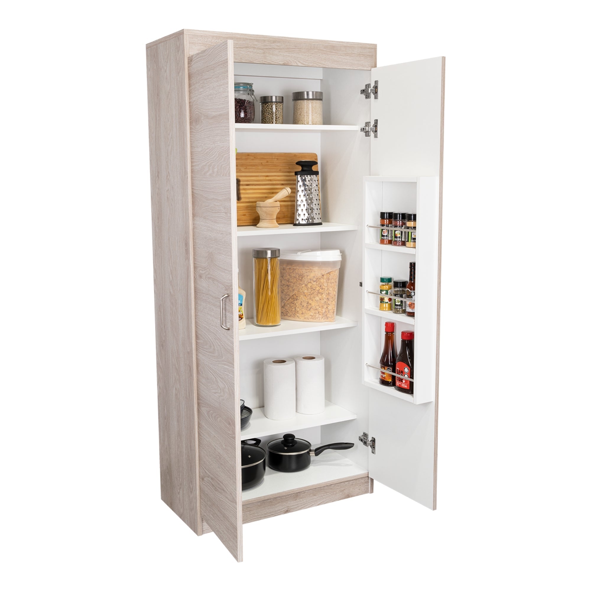 DESPENSA DE COCINA VARESE 2 PUERTAS CENIZA Y BLANCO - 1