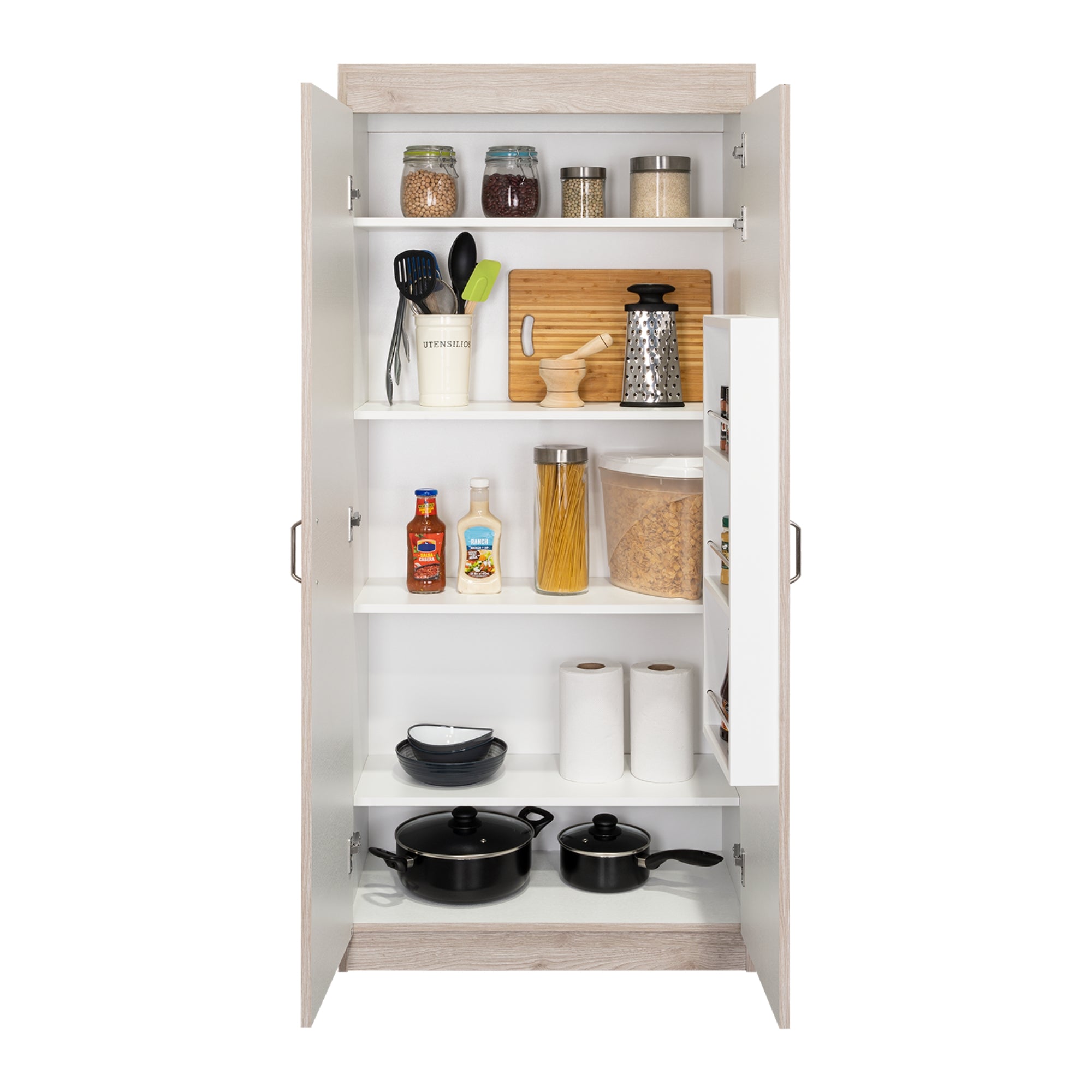 DESPENSA DE COCINA VARESE 2 PUERTAS CENIZA Y BLANCO - 4