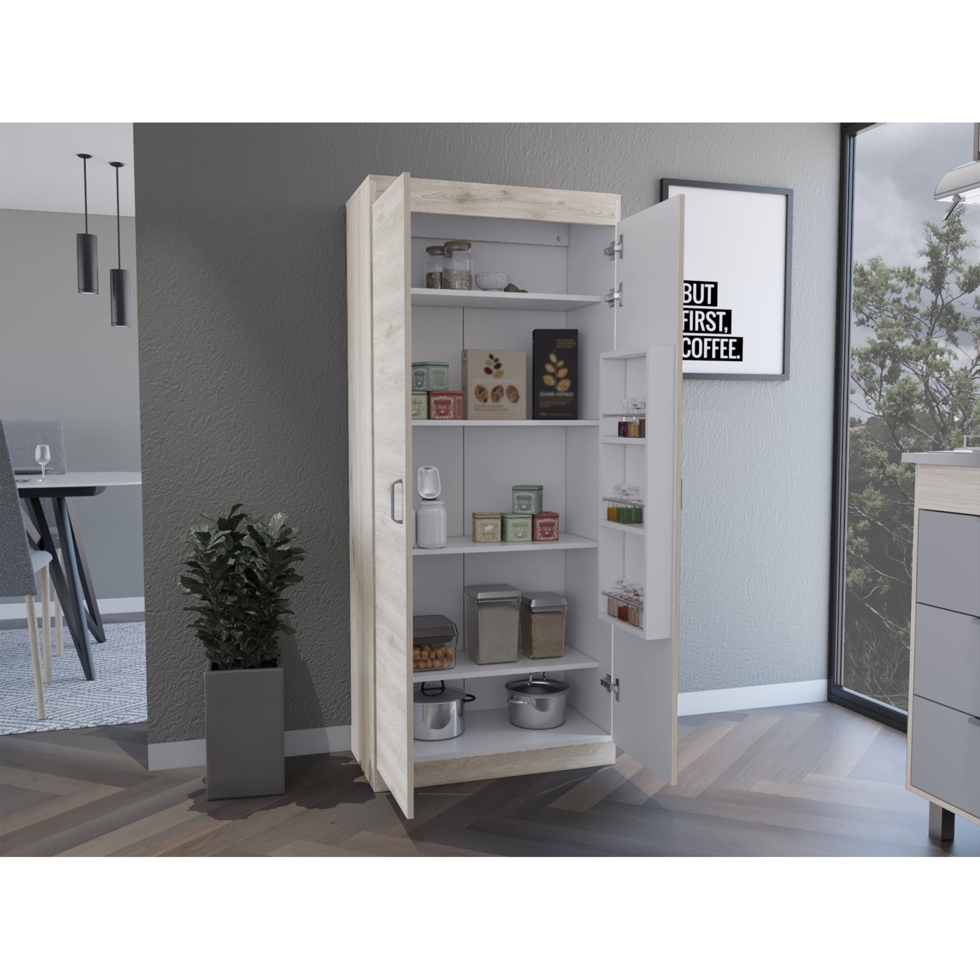 DESPENSA DE COCINA VARESE 2 PUERTAS CENIZA Y BLANCO - 11