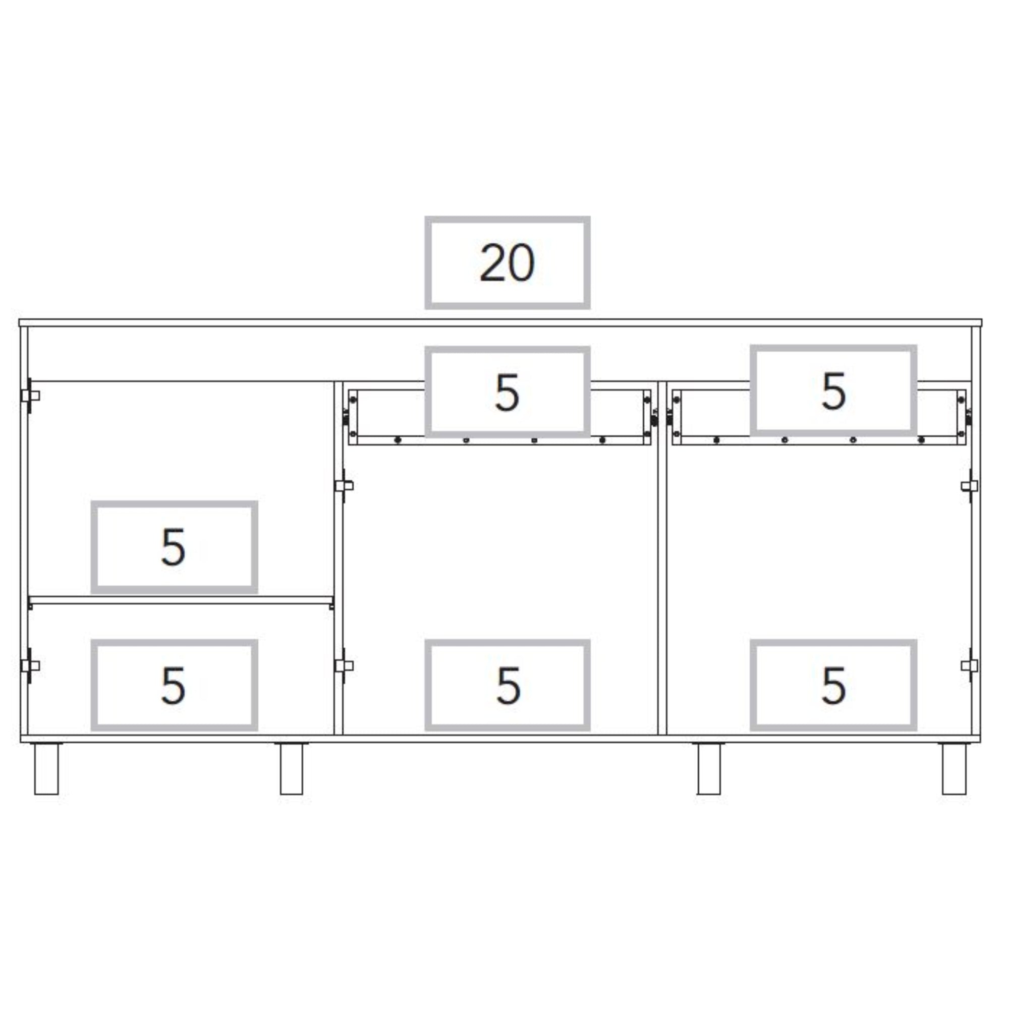 MUEBLE INFERIOR DE COCINA 180 CM GANTE CON TOP MELAMINA ROVERE Y NIEBLA - 4